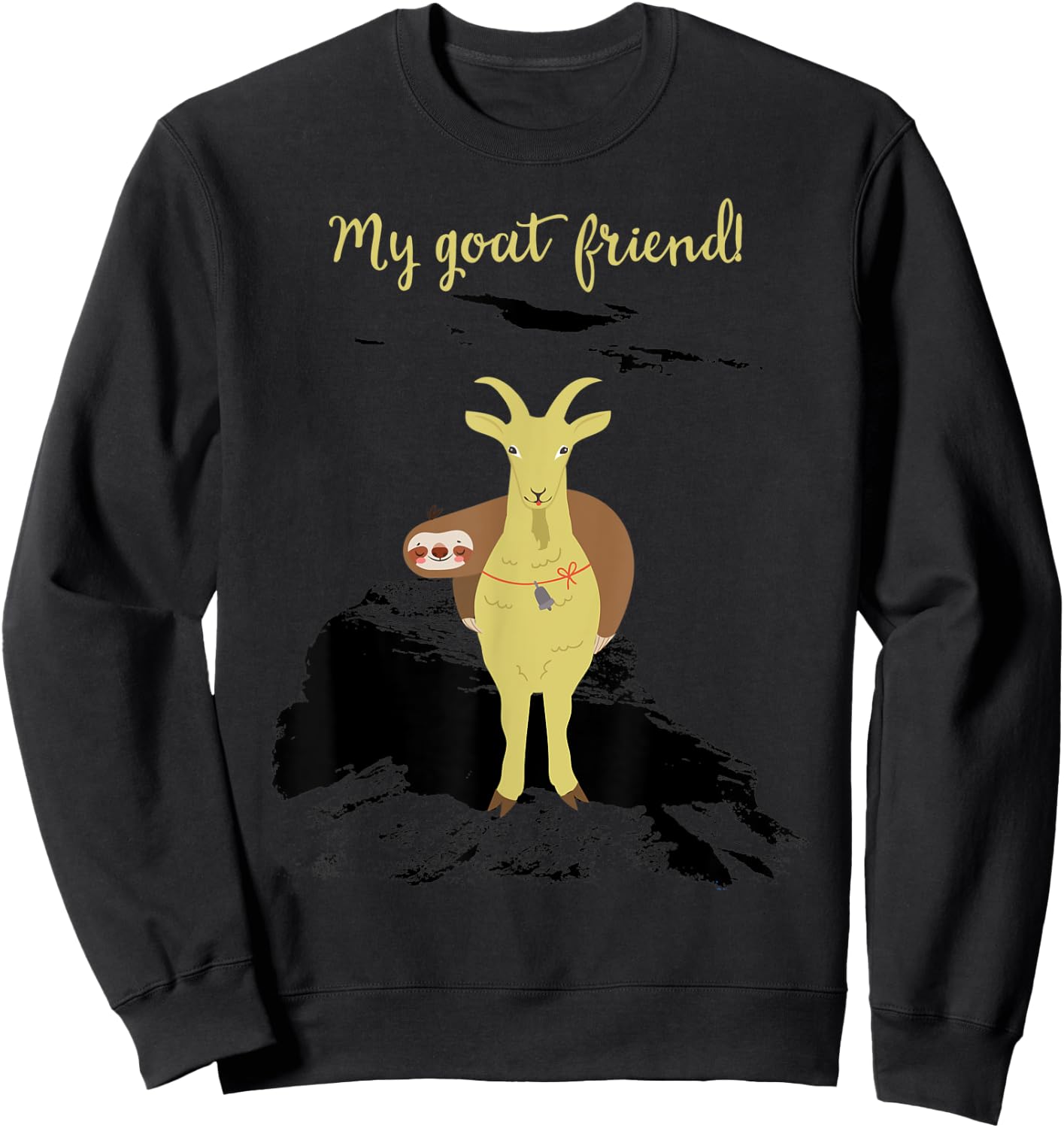 Funny My Goat Friend Sloth Lovers Goat Lovers Sweatshirt - Sweatshirt | Black