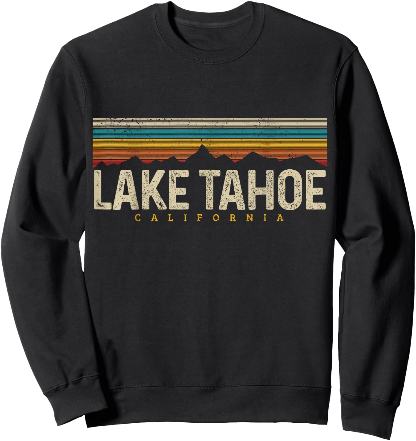 Lake Tahoe Vintage Mountains Hiking Camping Retro California Sweatshirt - Sweatshirt | Black