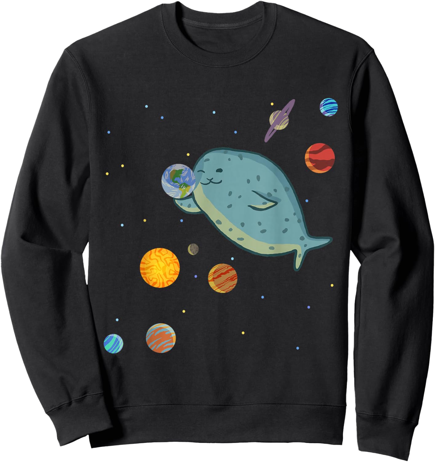 Space Seal Exploring the Planets, Stars, and Solar System Sweatshirt - Sweatshirt | Black