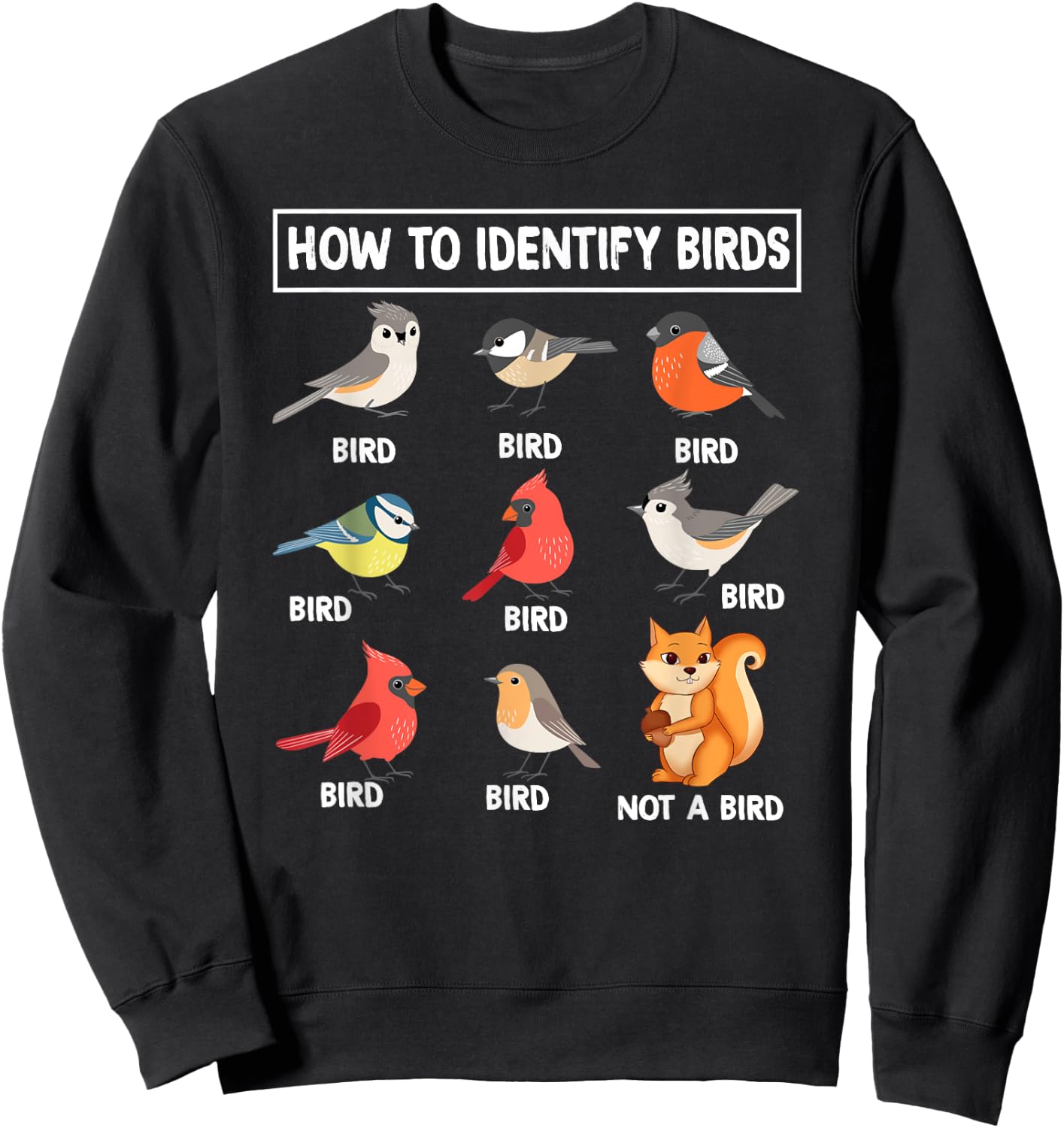 How to Identify Birds Birdwatcher Nature Lovers Funny Bird Sweatshirt - Sweatshirt | Black