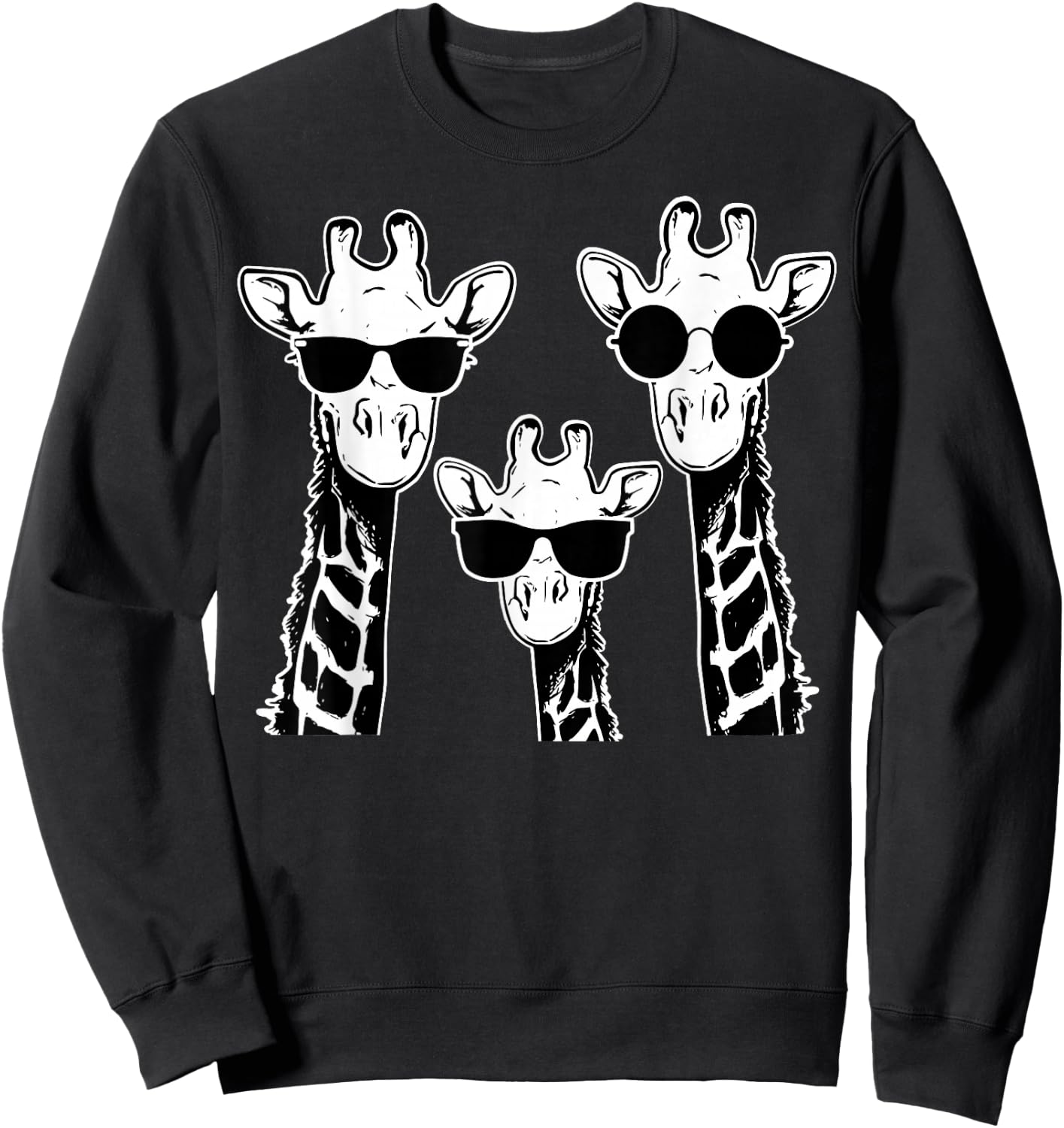 Giraffes family with sunglasses - Giraffe Sweatshirt - Sweatshirt | Black