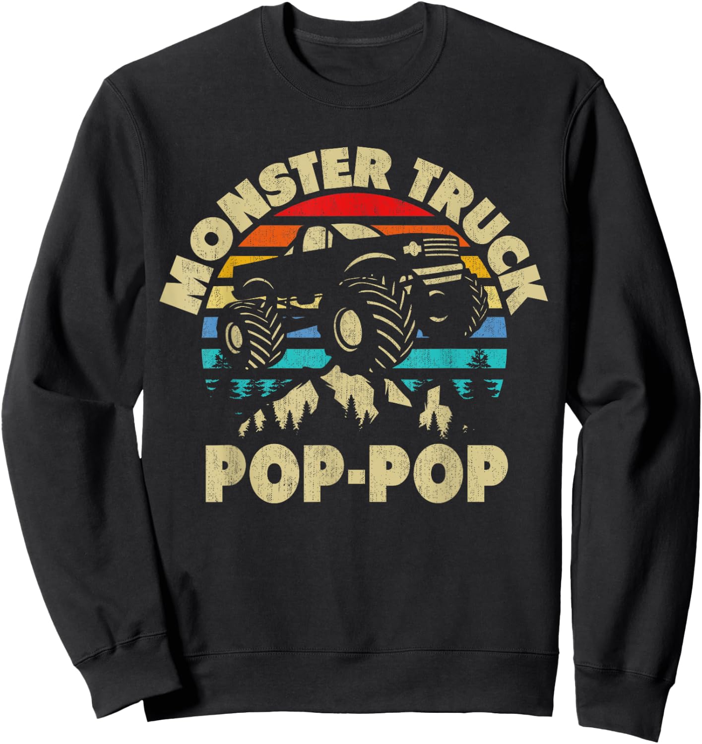 Monster Truck Pop-Pop Matching Family Monster Truck Grandpa Sweatshirt - Sweatshirt | Black