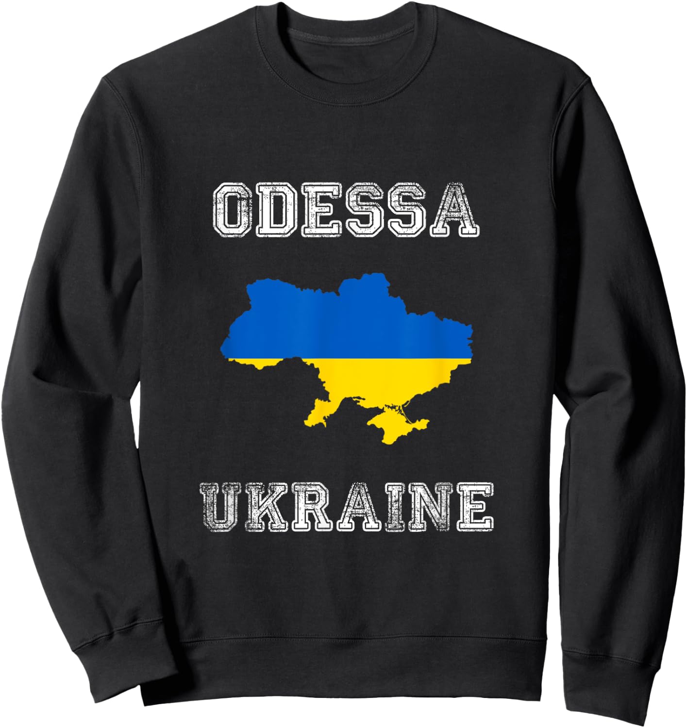Retro Odessa Ukraine Distressed Ukraine Flag Sweatshirt - Sweatshirt | Black