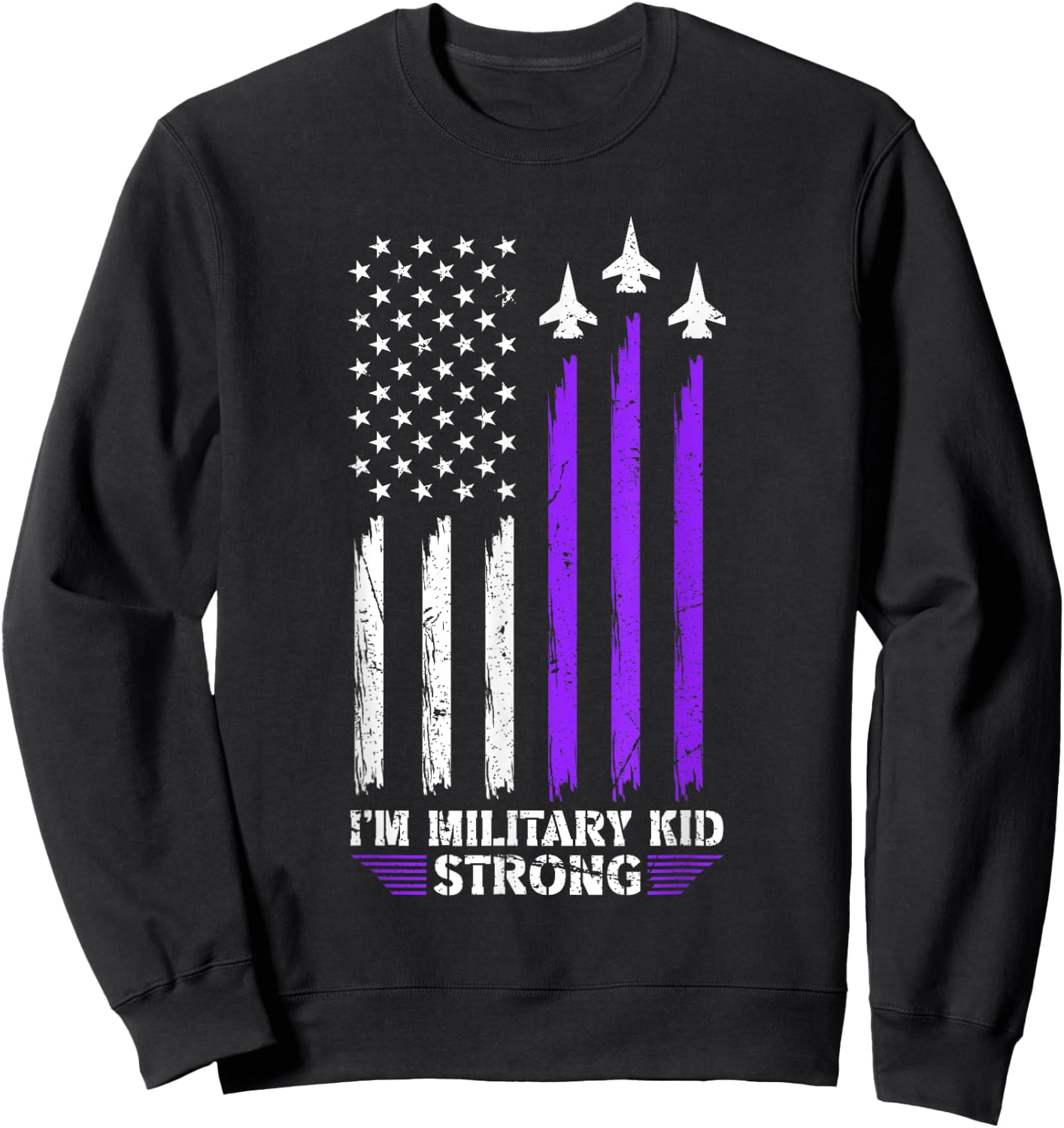 Military Kid Strong Military Child Army US Flag Air Force Sweatshirt - Sweatshirt | Black
