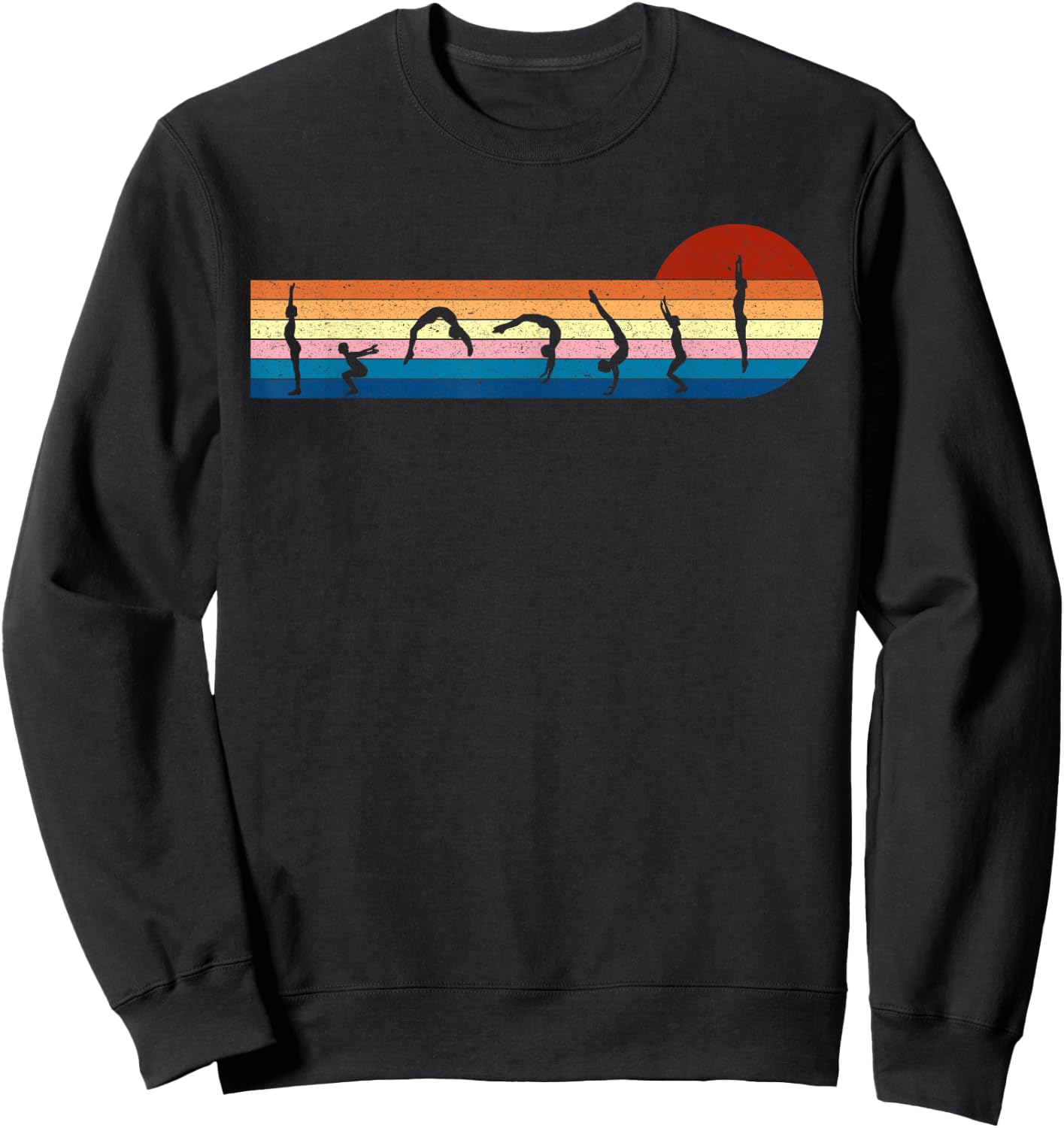 Gymnastics Vintage Retro Sunset Silhouette, Cool Gymnast Sweatshirt - Sweatshirt | Black