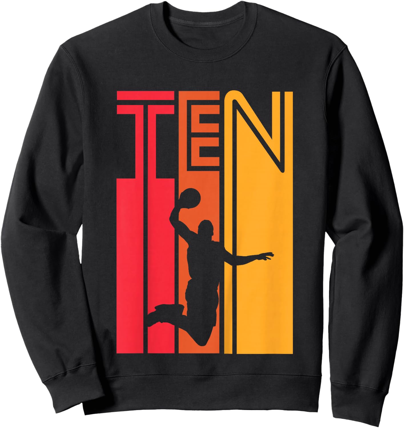 10th Birthday Basketball Lover Gift 10 Years Old Retro Sweatshirt - Sweatshirt | Black