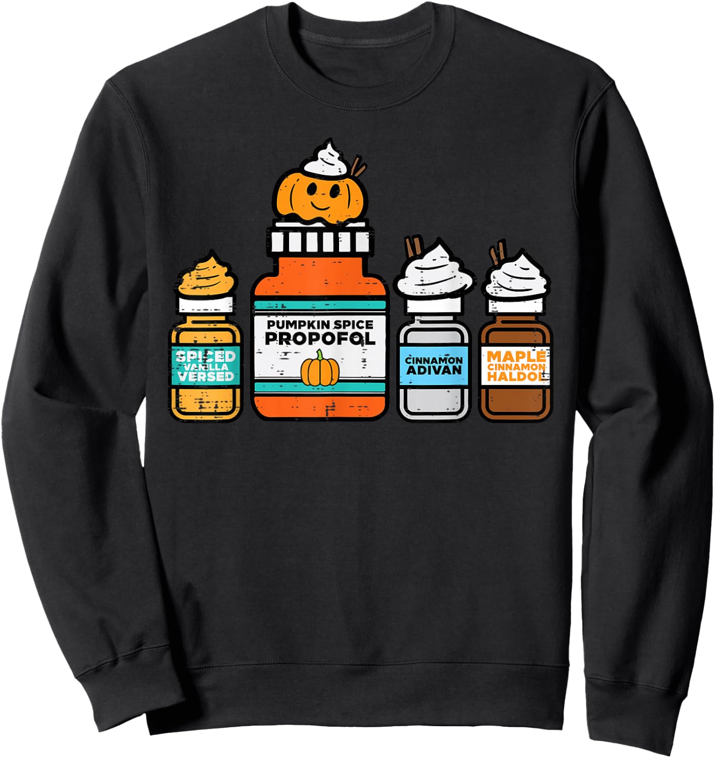 Halloween Nurse Pumpkin Spice Propofol Costume Scrub Top Sweatshirt - Sweatshirt | Black