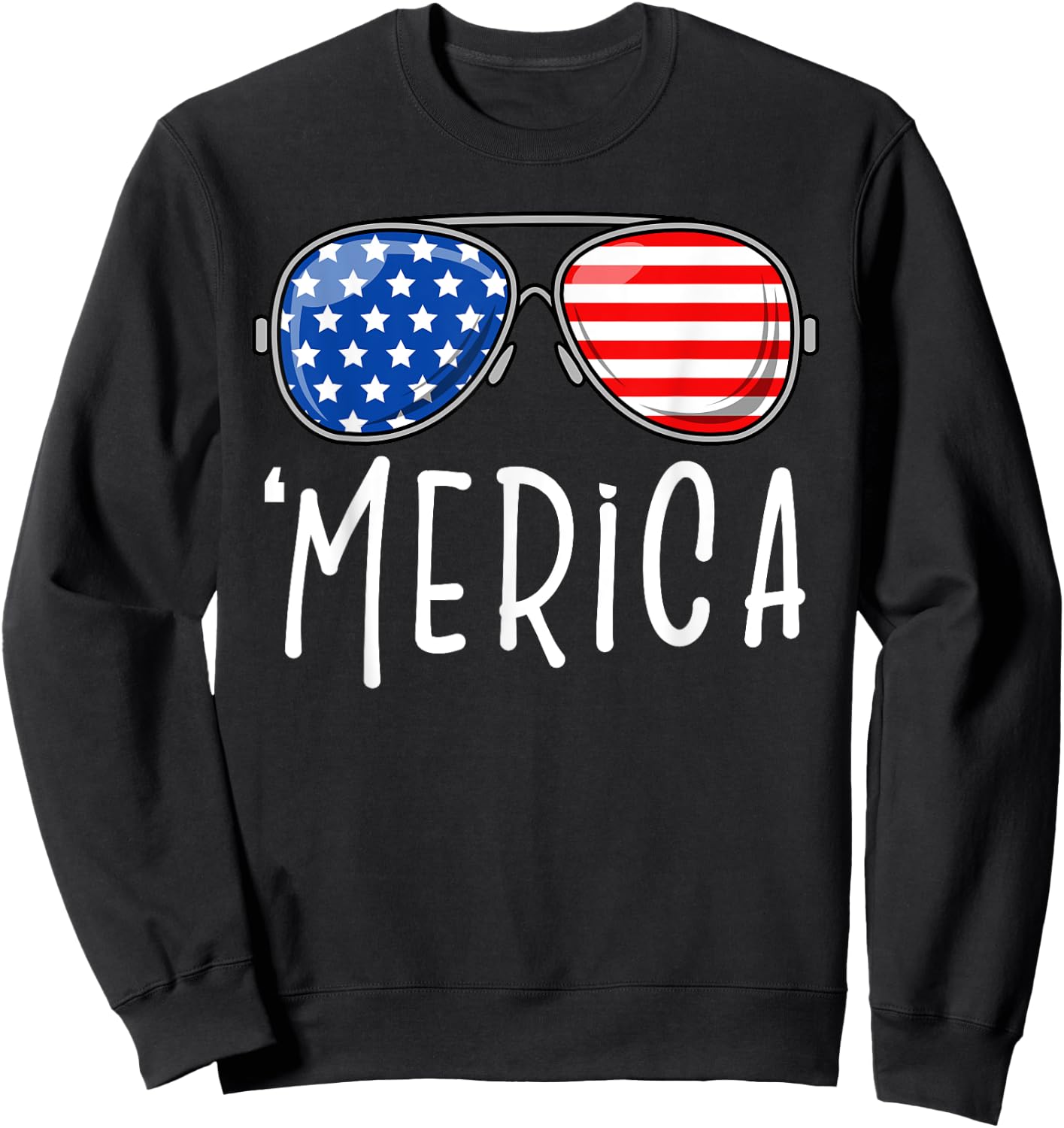 Merica Sunglasses | USA Flag 4th Of July Costume Women Kids Men Sweatshirt - Sweatshirt | Black