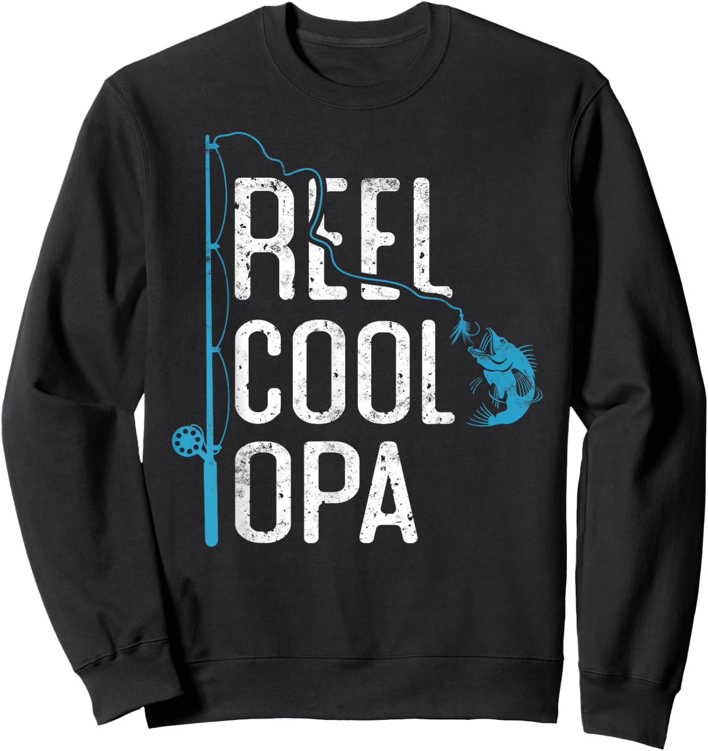 Reel cool Opa Fishing Father’s Day Gift Fisherman Opa Sweatshirt - Sweatshirt | Black