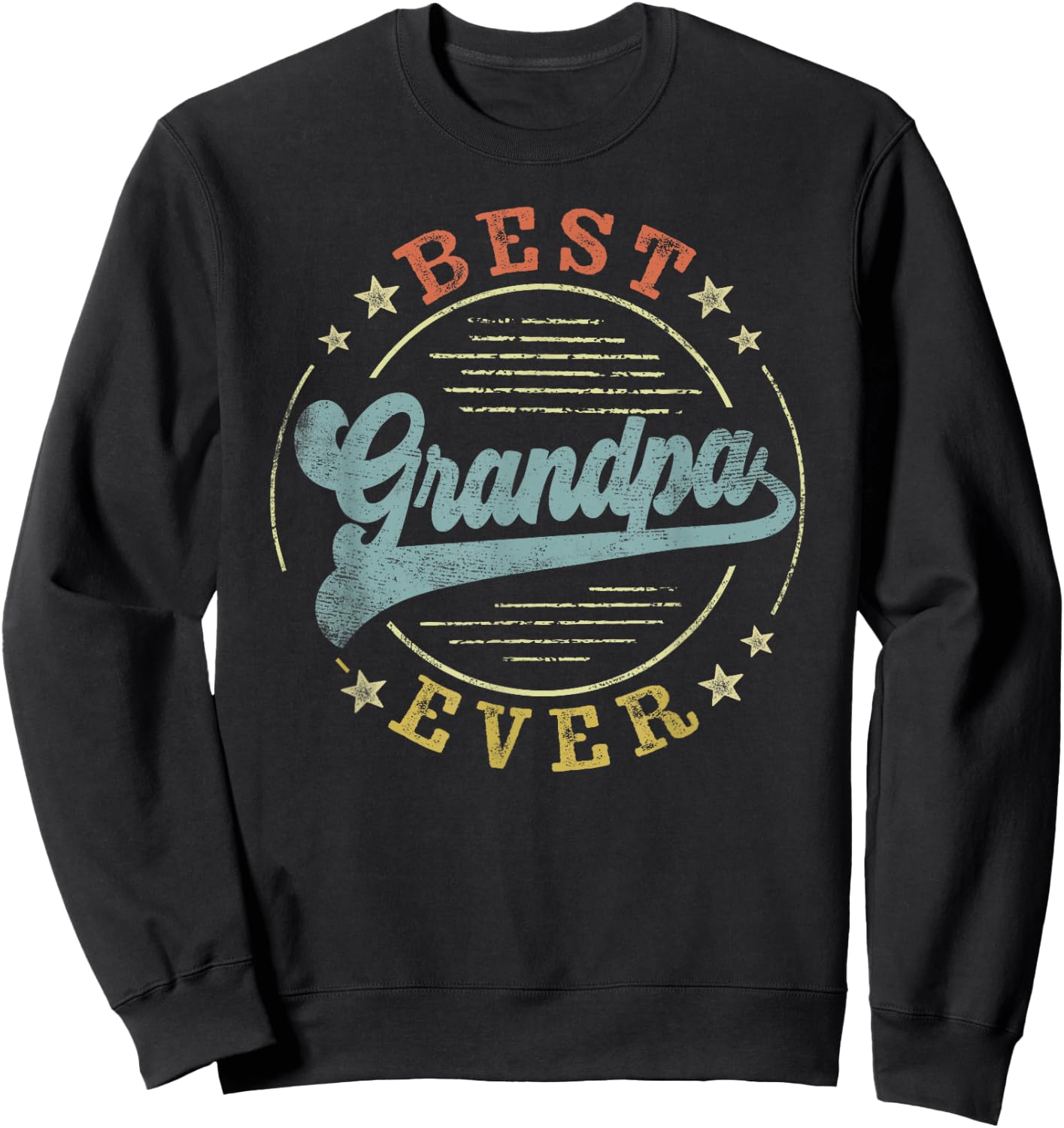 Best Grandpa Ever Father's Day Grandpa Gifts Vintage Emblem Sweatshirt - Sweatshirt | Black