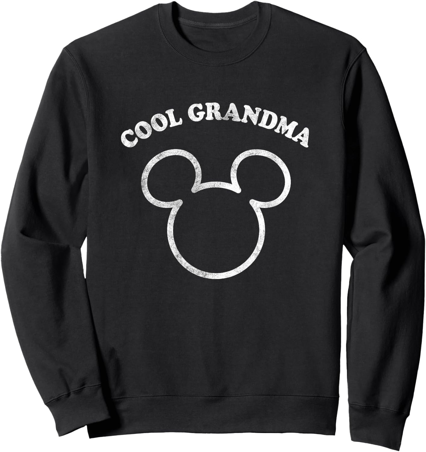 Disney Mickey And Friends Cool Grandma Distressed Chest Logo Sweatshirt - Sweatshirt | Black