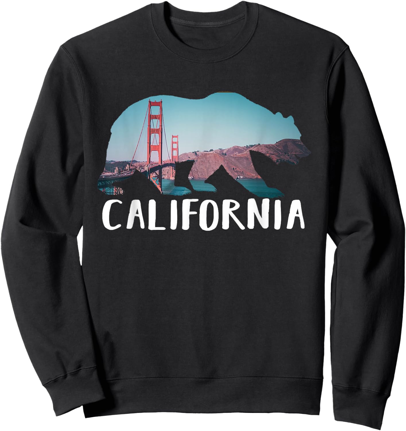 Golden Gate Bridge California Pride Vacation Tourist Gift Sweatshirt - Sweatshirt | Black