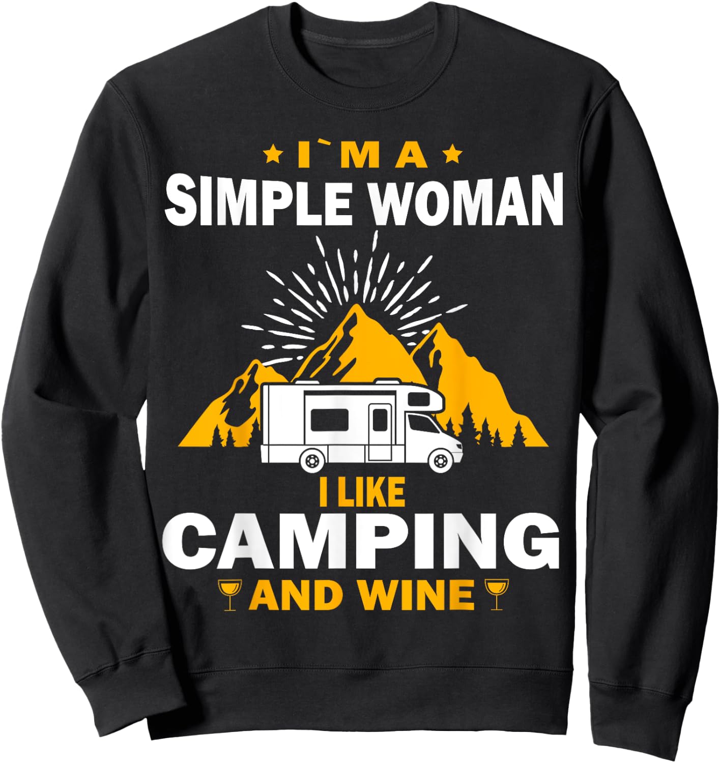 camping drinking vacation motorhome Camping and wine Sweatshirt - Sweatshirt | Black