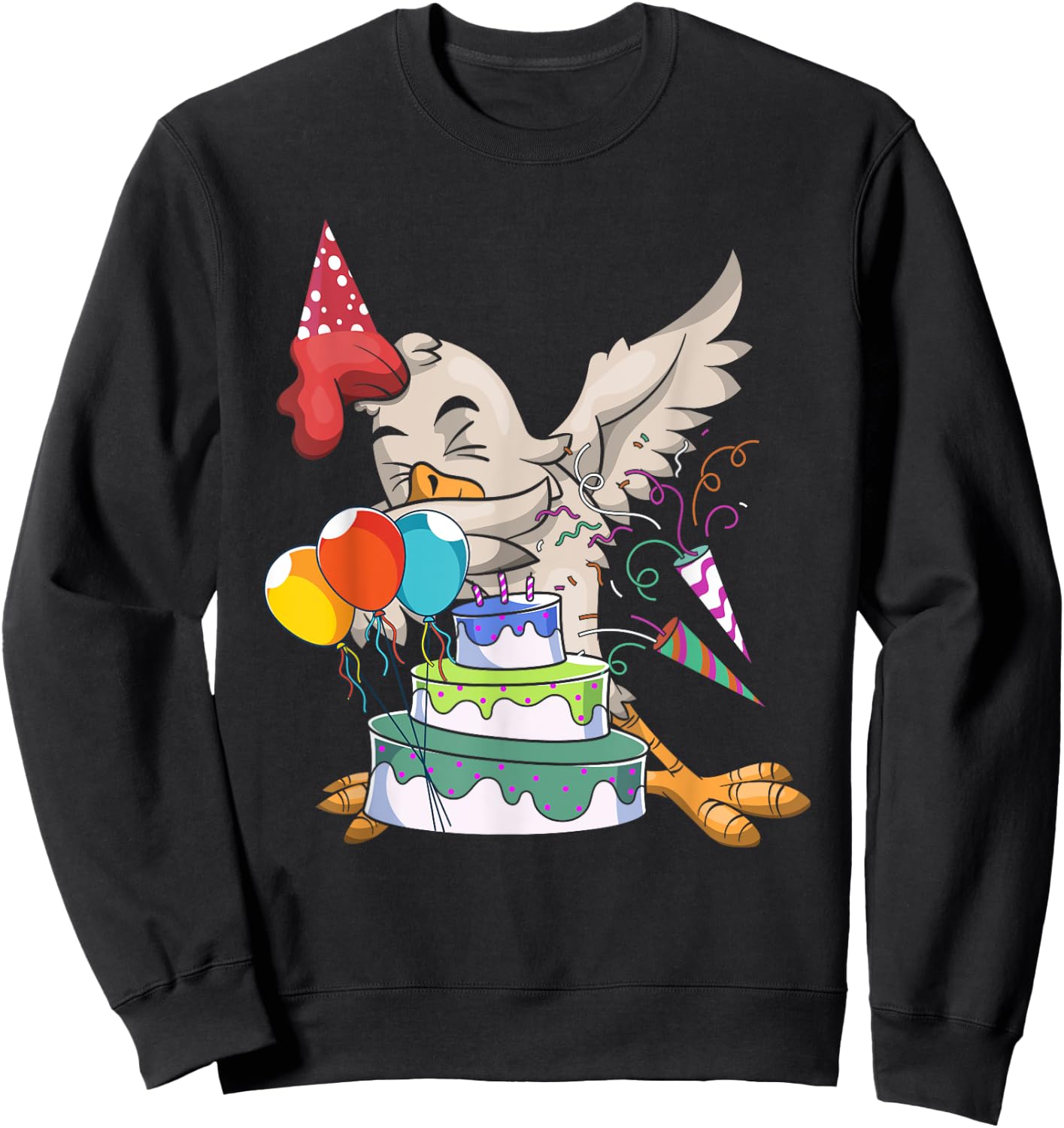 Dabbing Chicken Celebration Farm Animal Bird Kids Birthday Sweatshirt - Sweatshirt | Black