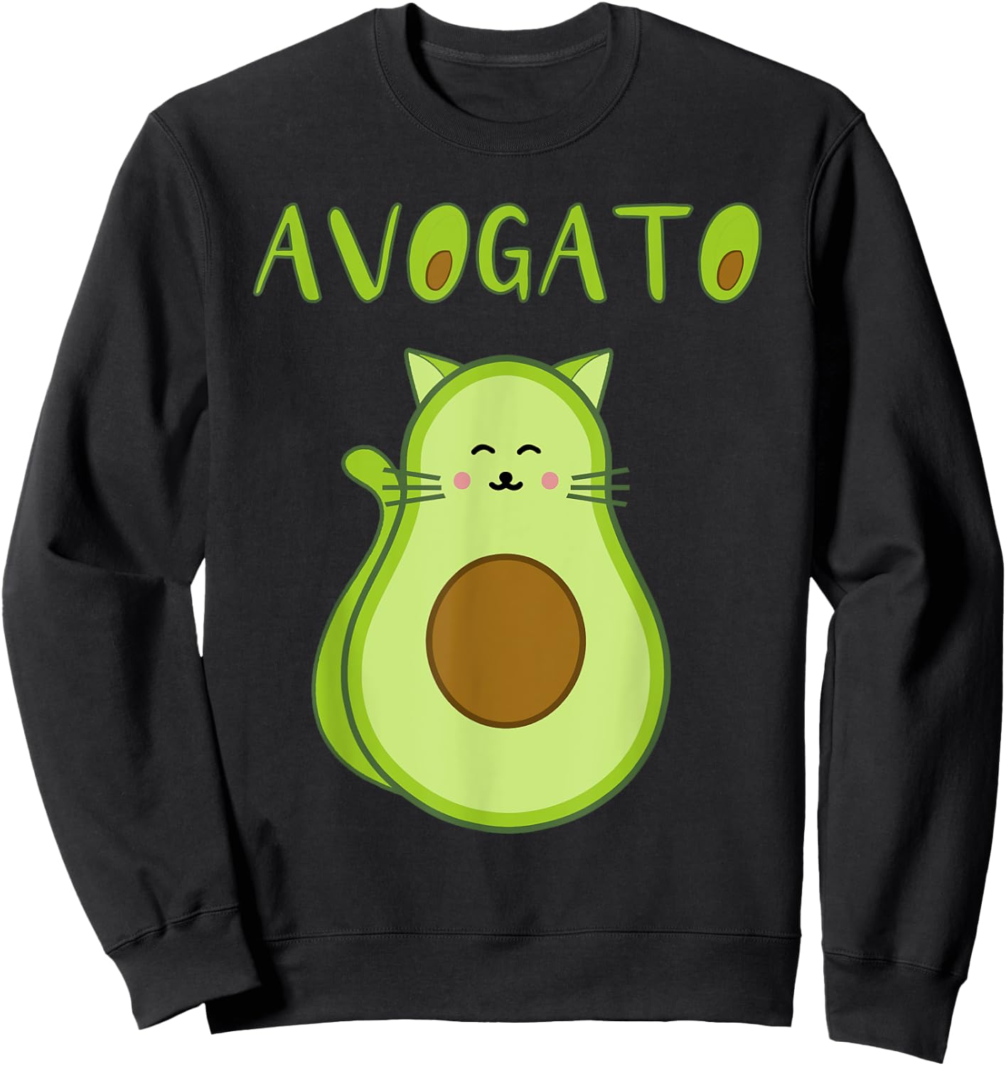 Funny Avogato Christmas Avocado Cat Foodie Design Lover Kids Sweatshirt - Sweatshirt | Black