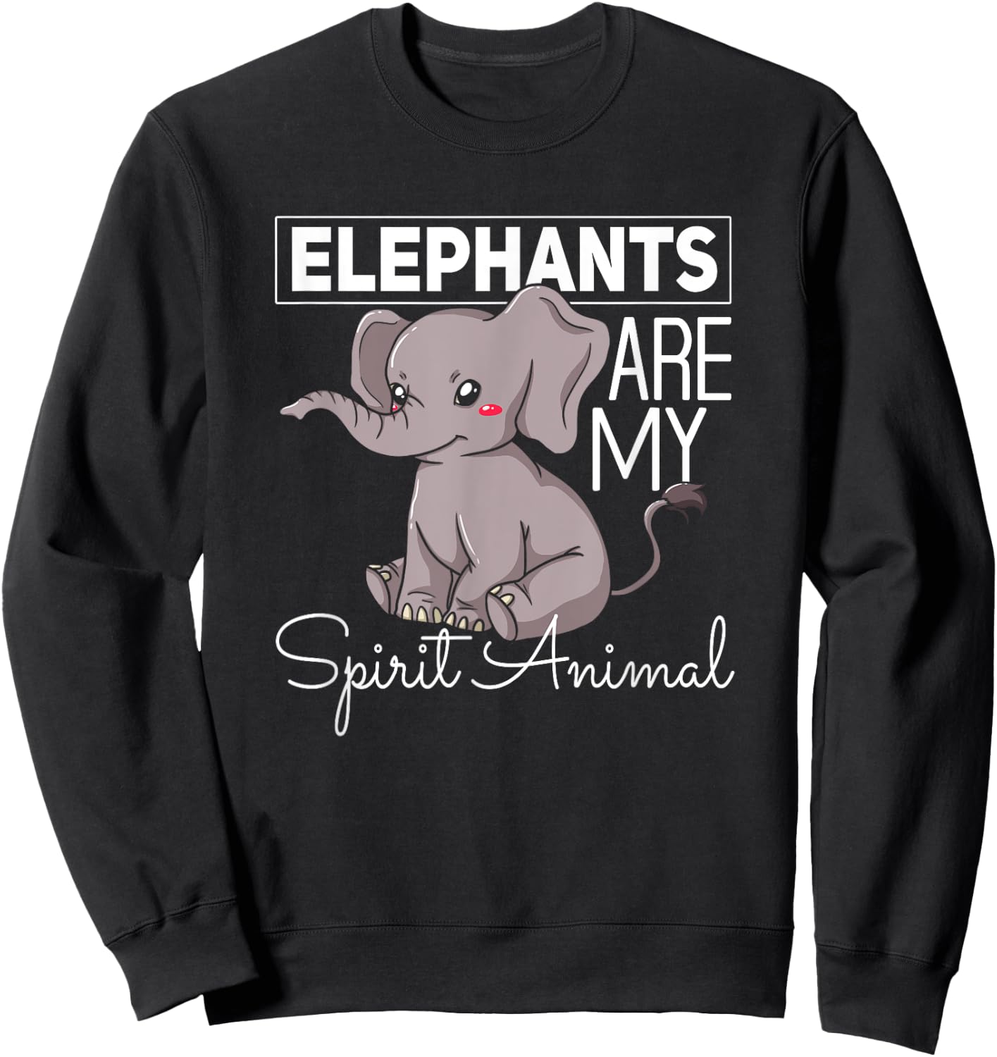 Elephant Gift Cute Women Mom Kids Sweatshirt - Sweatshirt | Black