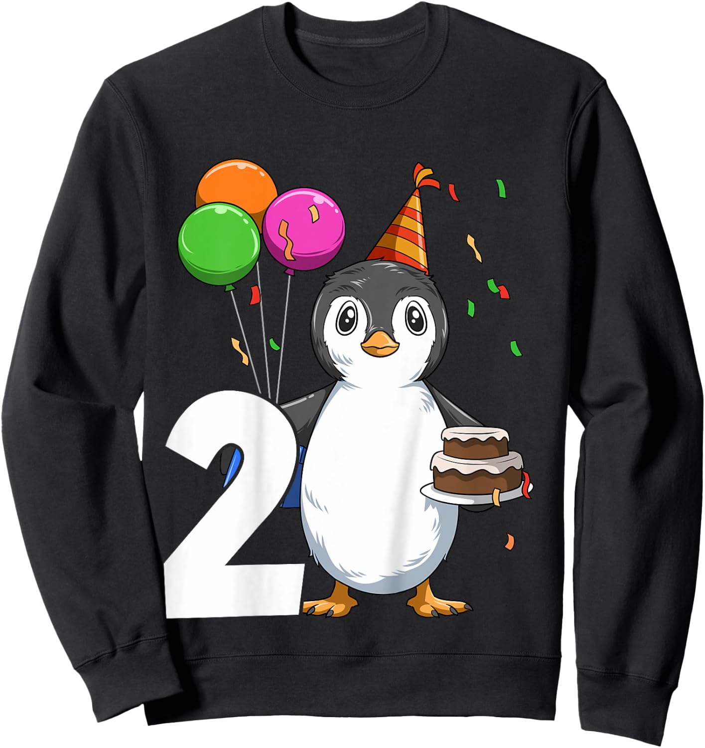 Penguin Birthday 2 Penguin 2nd Birthday Outfit Penguin Party Sweatshirt - Sweatshirt | Black