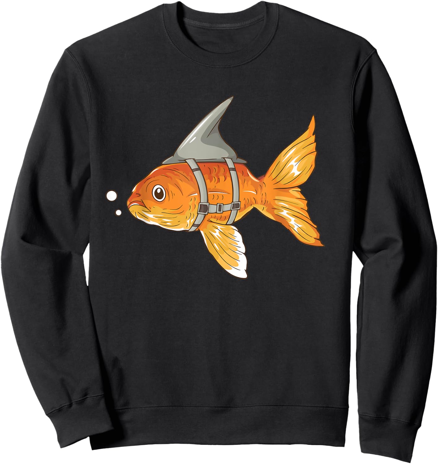Goldfish With Shark Fin Cartoon Sweatshirt - Sweatshirt | Black