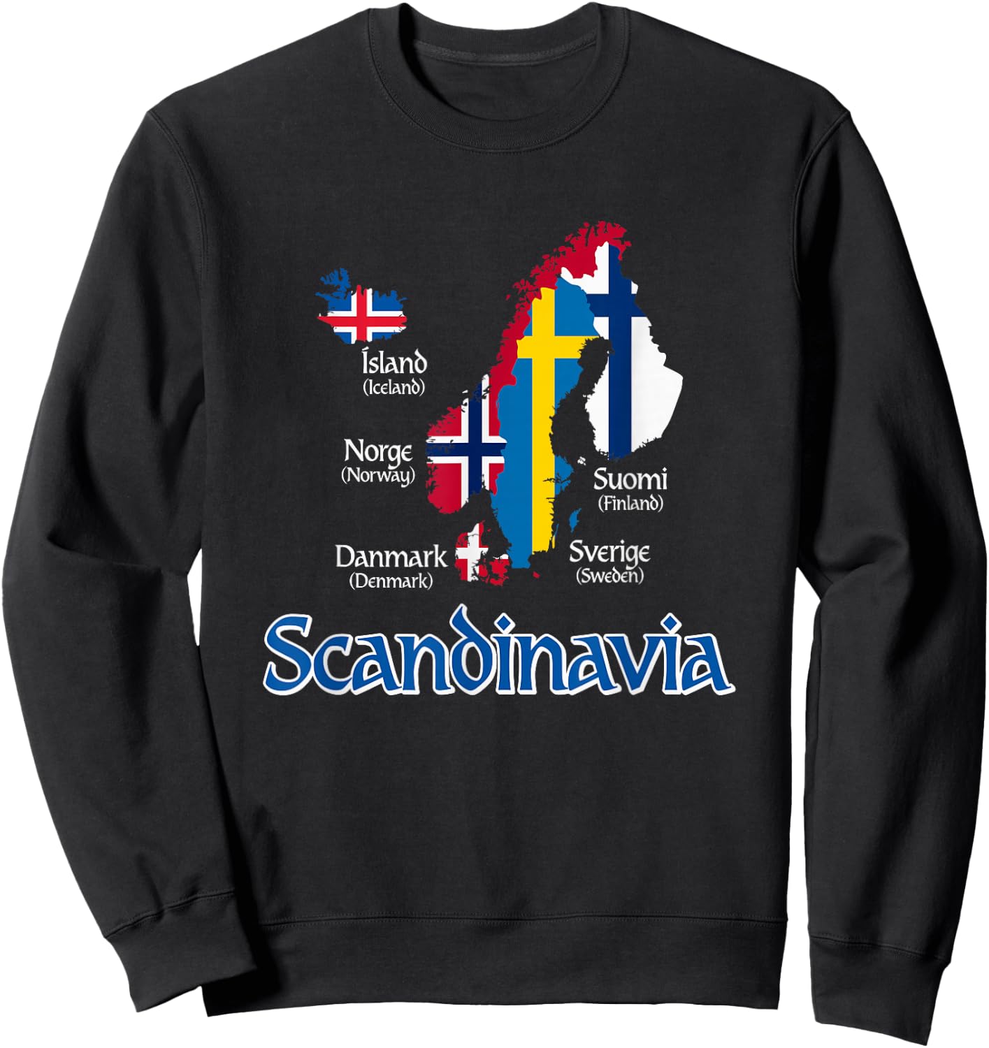 Scandinavia Flags Map Sweatshirt - Sweatshirt | Black