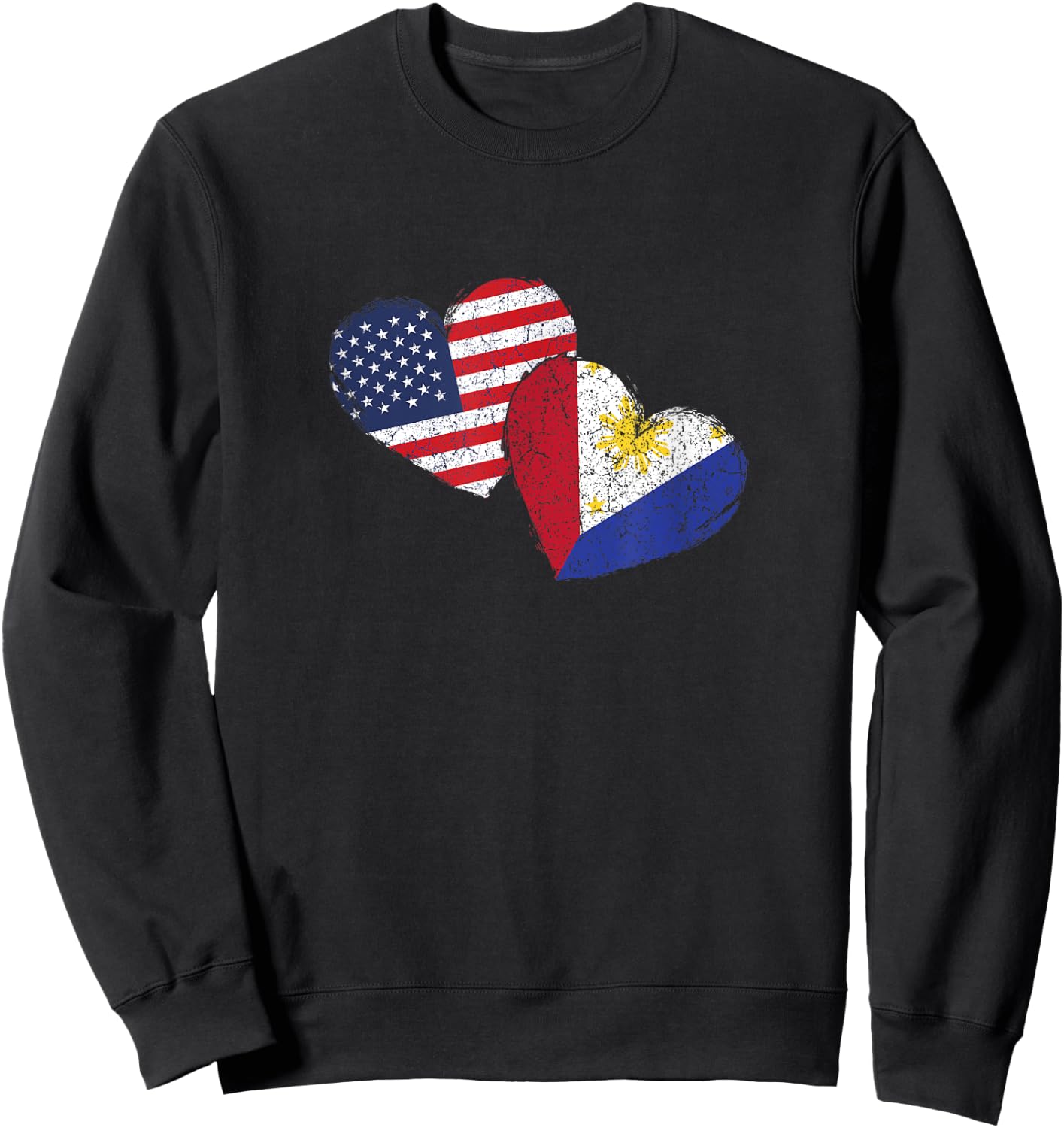USA Philippine Heart Country Flag American Filipino Pinoy Sweatshirt - Sweatshirt | Black