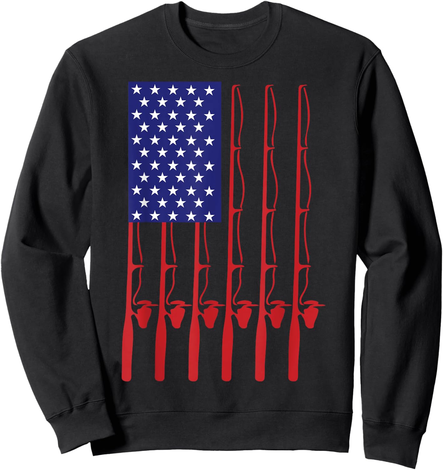 Fathers Day Fishing flag Fishing Sweatshirt - Sweatshirt | Black