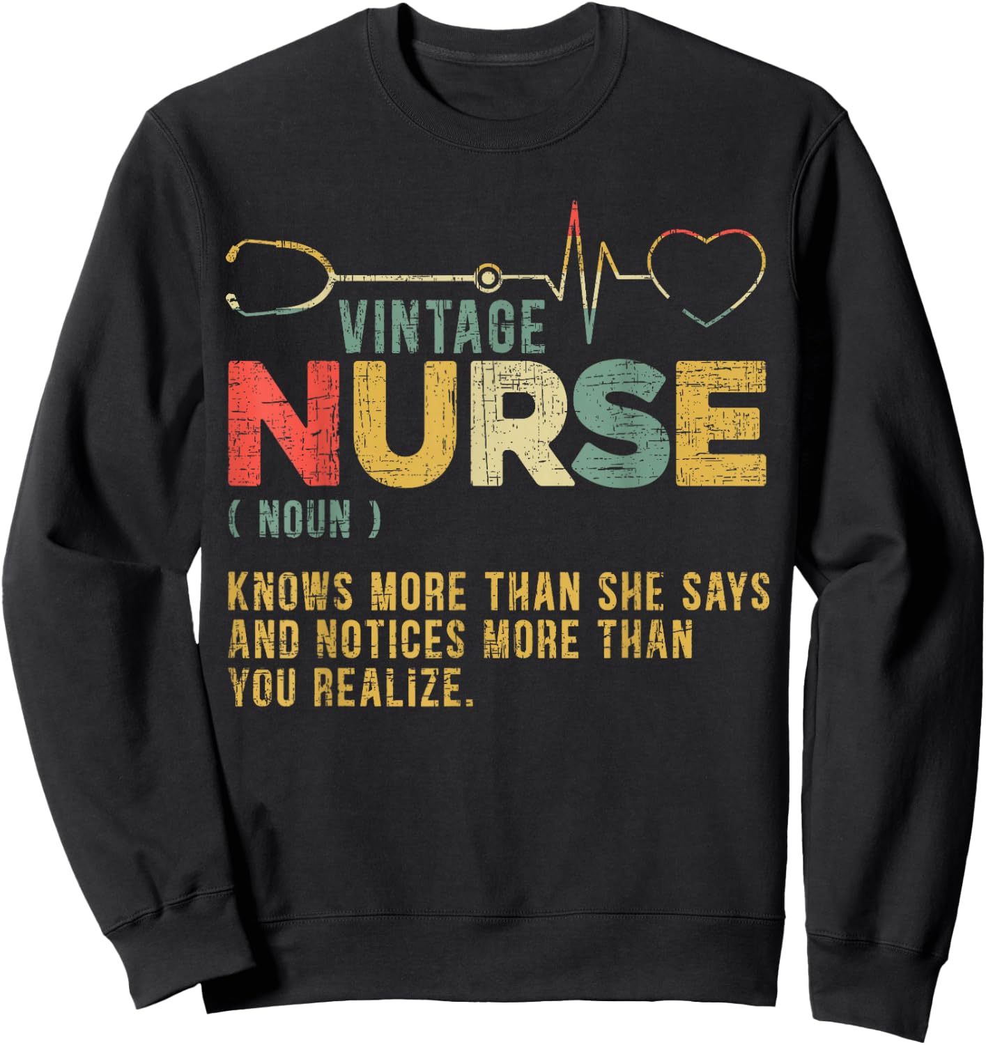 Vintage Nurse Definition Hospital Medical Registered Nursing Sweatshirt - Sweatshirt | Black