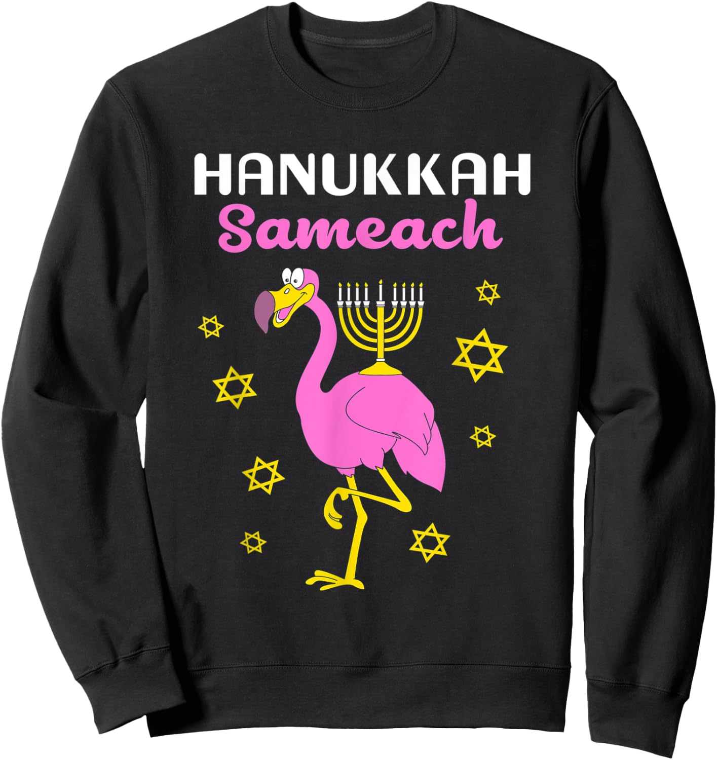 Hanukkah Flamingo Hanukkah Sameach Sweatshirt - Sweatshirt | Black