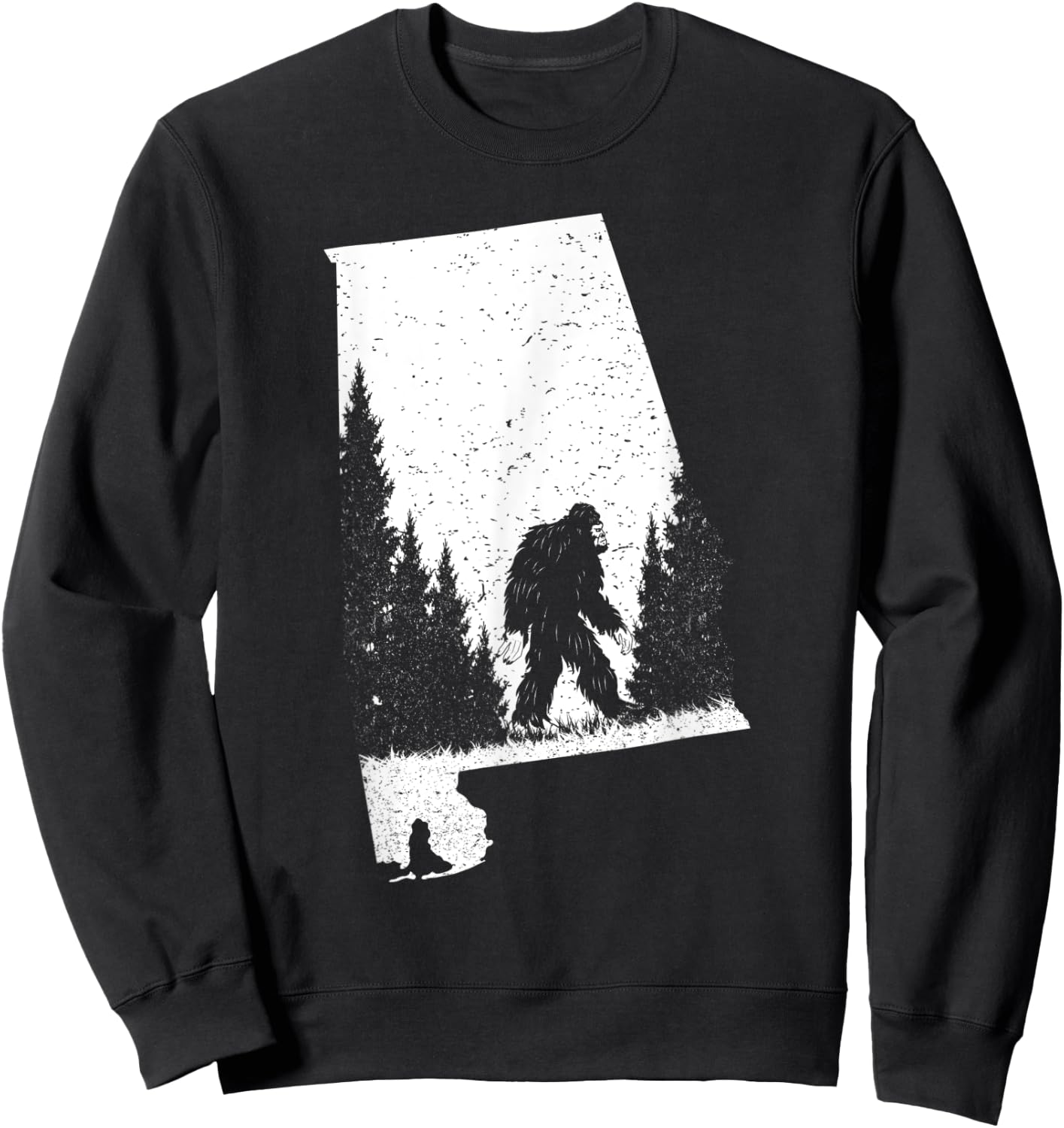 Alabama Bigfoot Pride Flag Sasquatch Silhouette State Pride Sweatshirt - Sweatshirt | Black