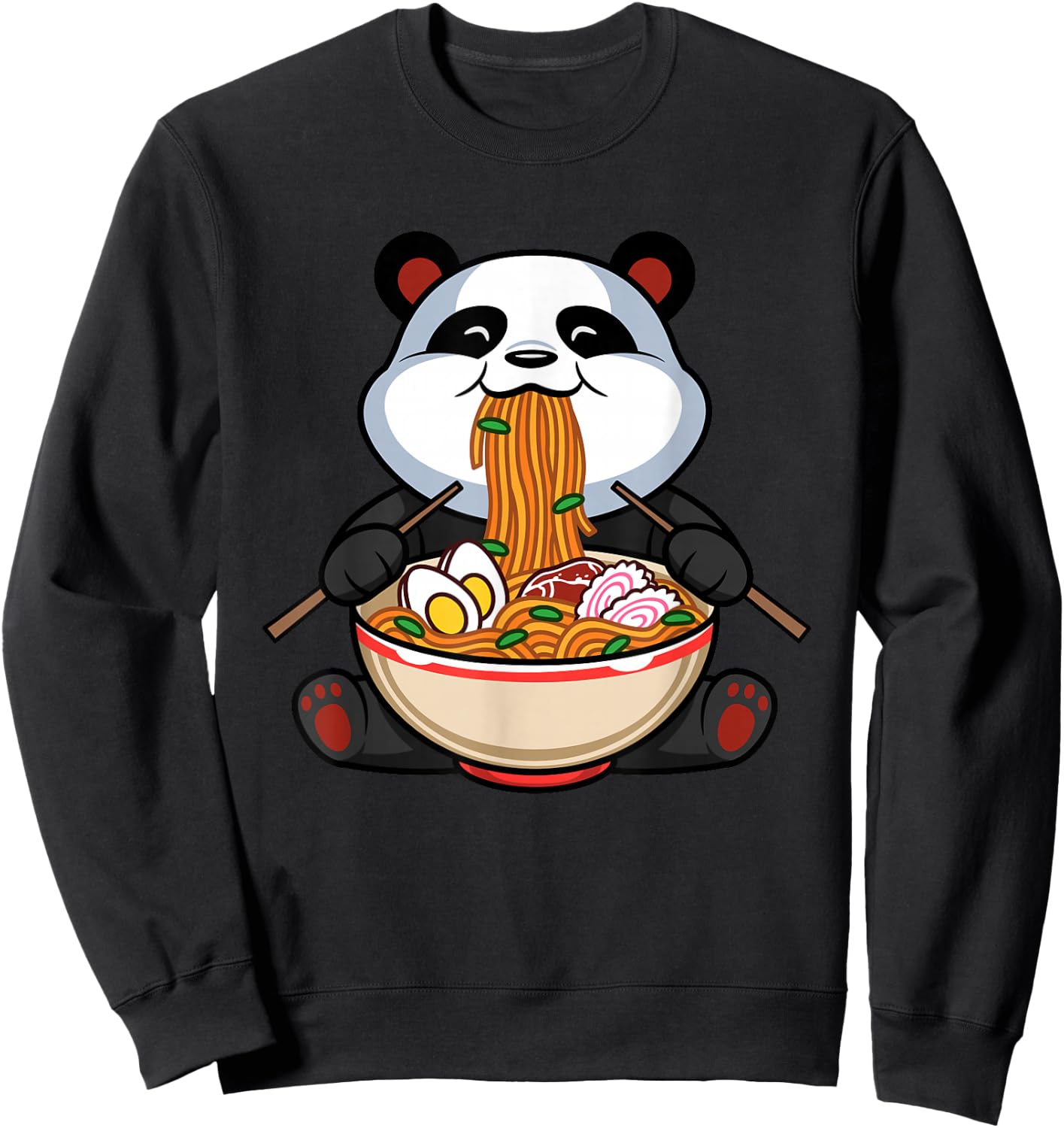 Awesome Otaku Japanime Lover Outfit Men Women Kids Funny Cute Kawaii Panda Ramen Noodles Japanese Anime Gift Sweatshirt - Sweatshirt | Black