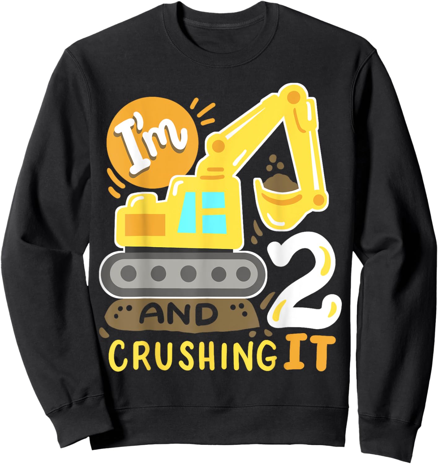 Kids 2nd Construction Birthday Party I'm 2 Crushing It Boys Sweatshirt - Sweatshirt | Black