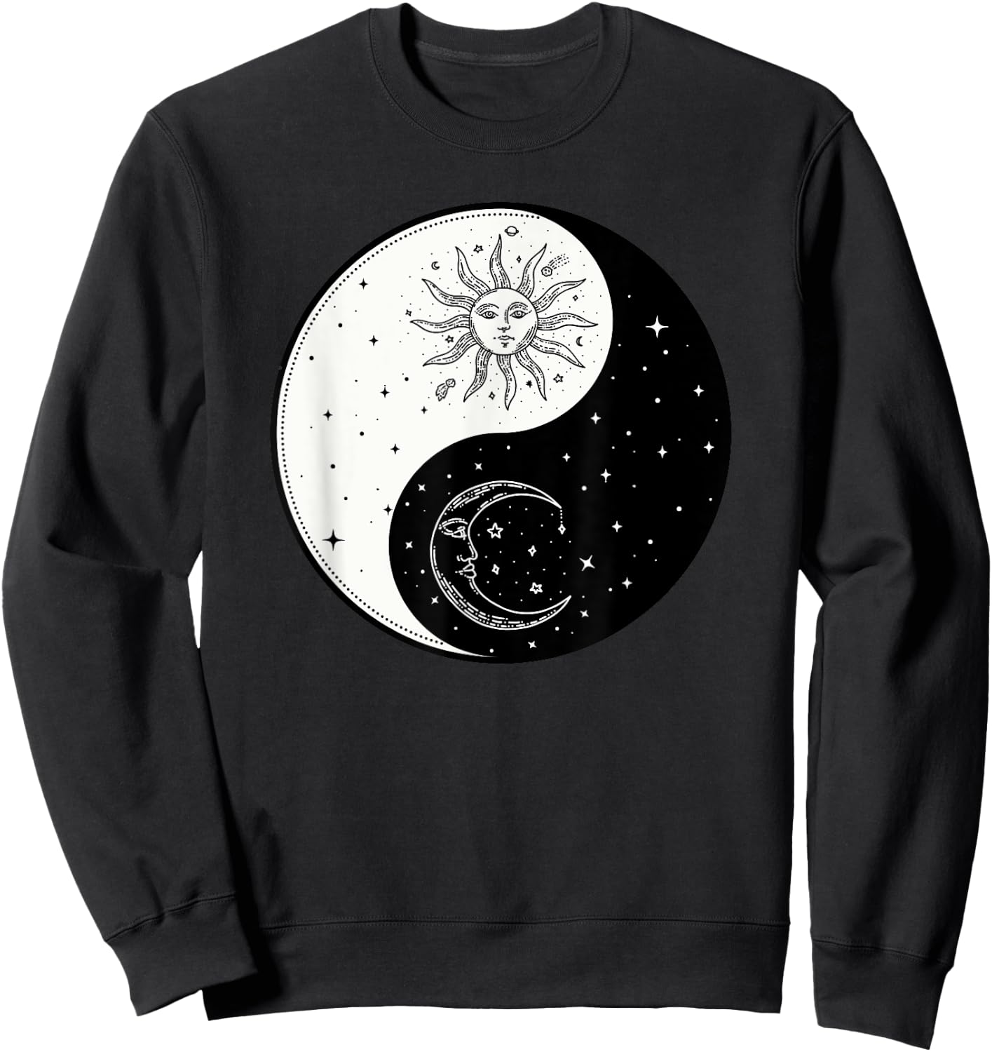 Sun Moon Ying Yang Vintage Yoga Zen Spiritual Mystical Sweatshirt - Sweatshirt | Black