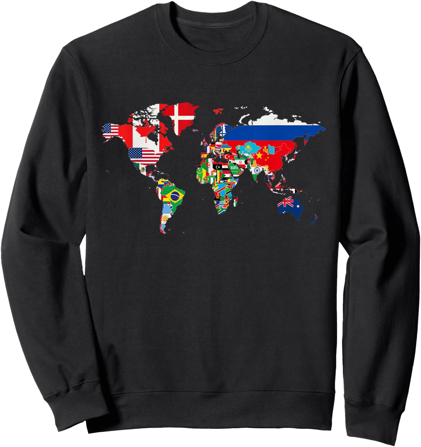 International world flags and world map for children Sweatshirt - Sweatshirt | Black