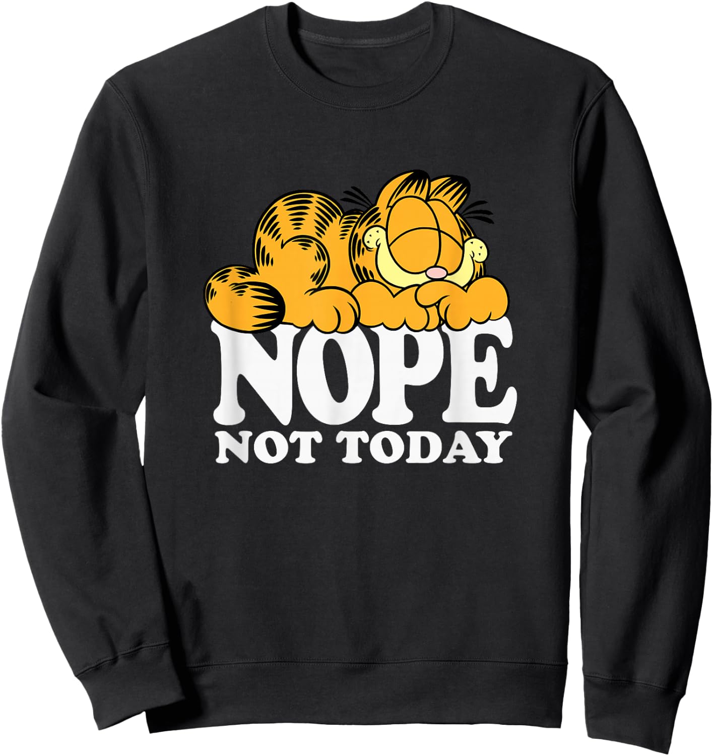 Garfield Nope Not Today Lazy Cat Bold Logo - -Adults, -Kids - Black - Short Sleeve - - Novelty Sweatshirt - Sweatshirt | Black