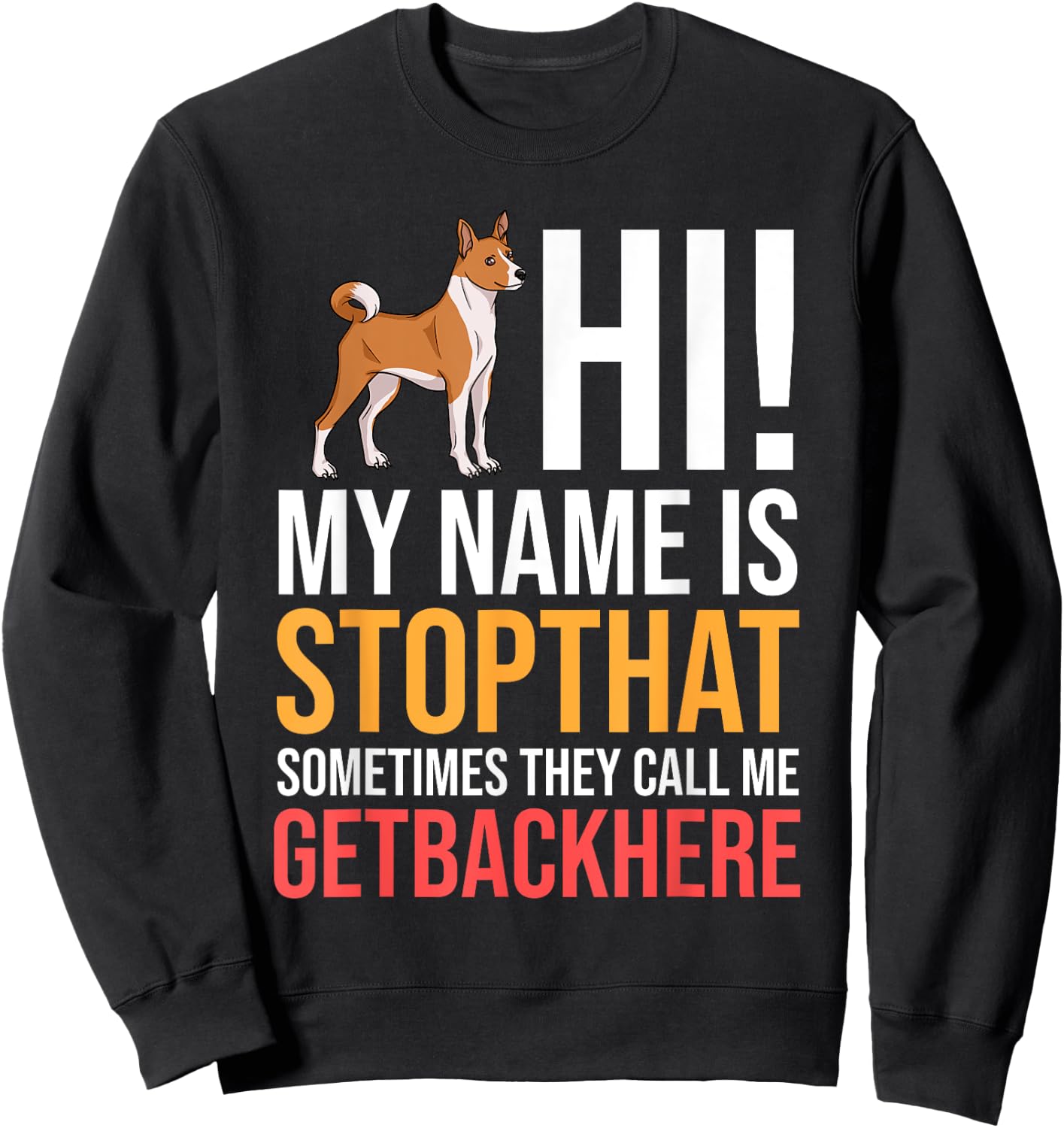 Basenji Dog Puppies Owner Lover Men Women Girls Kids Sweatshirt - Sweatshirt | Black