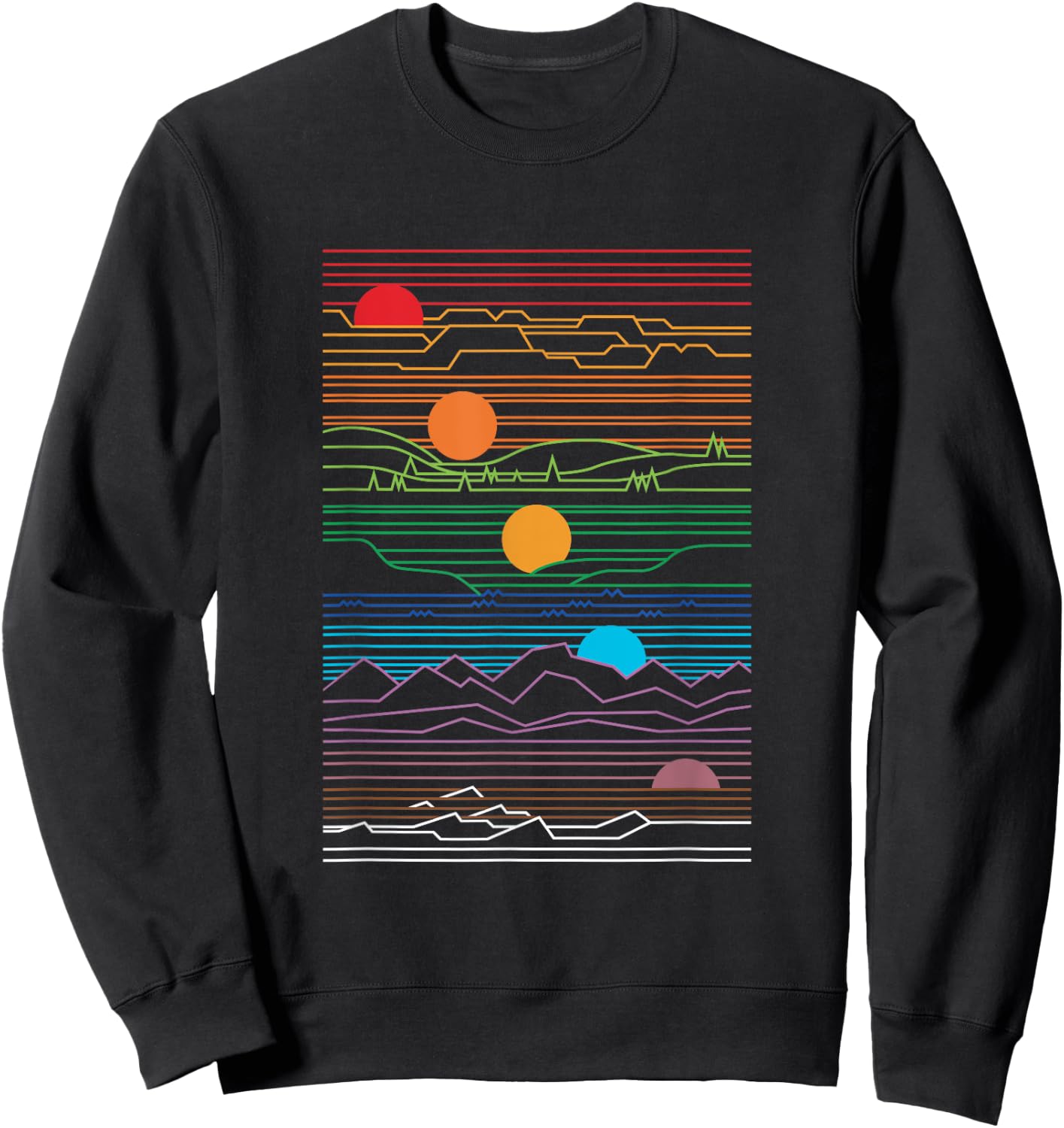 Retro 80's vaperwave setting sunset waveform synth design Sweatshirt - Sweatshirt | Black