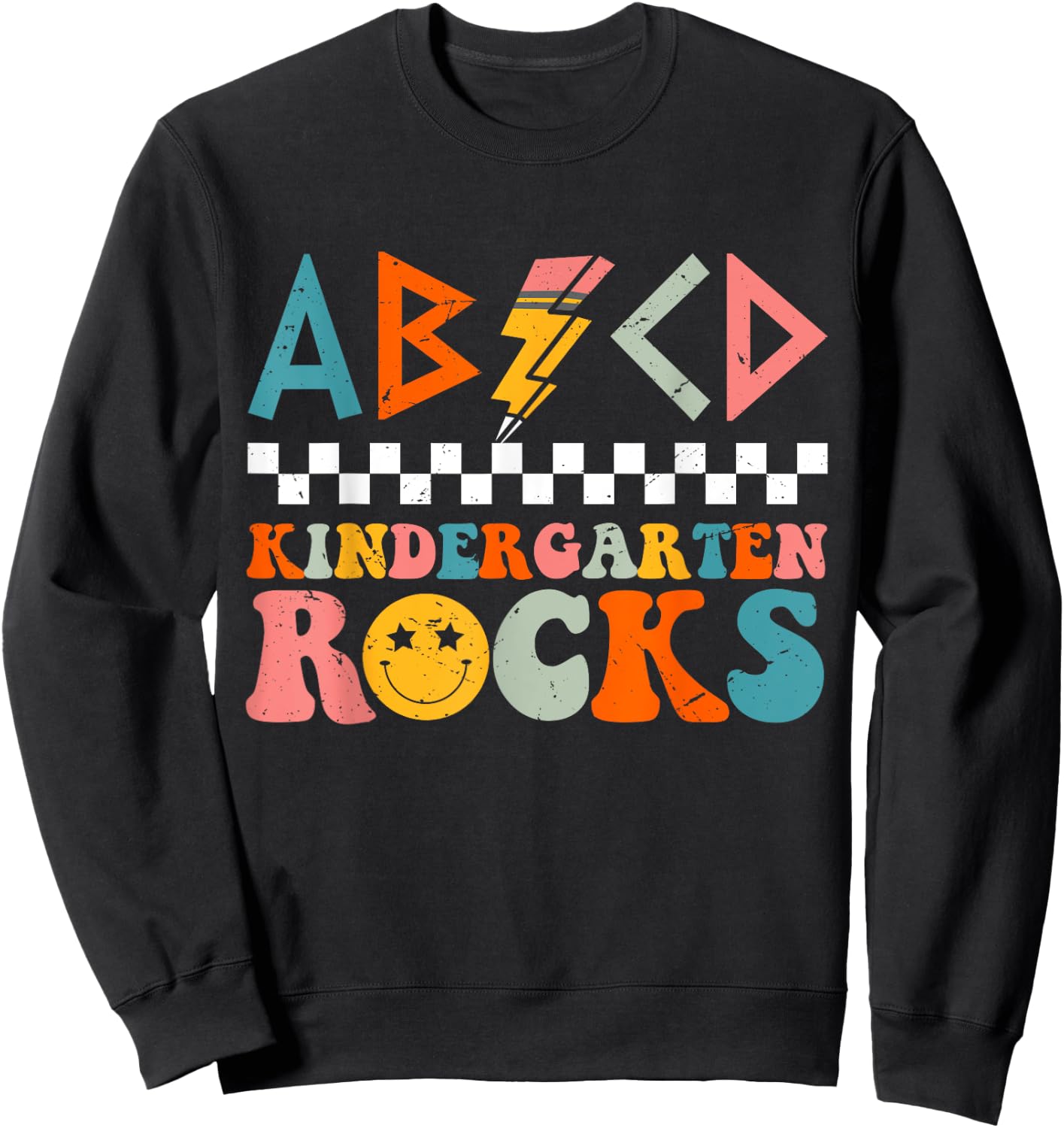 ABCD Kindergarten Rocks Back To School Teacher Kindergarten Sweatshirt - Sweatshirt | Black