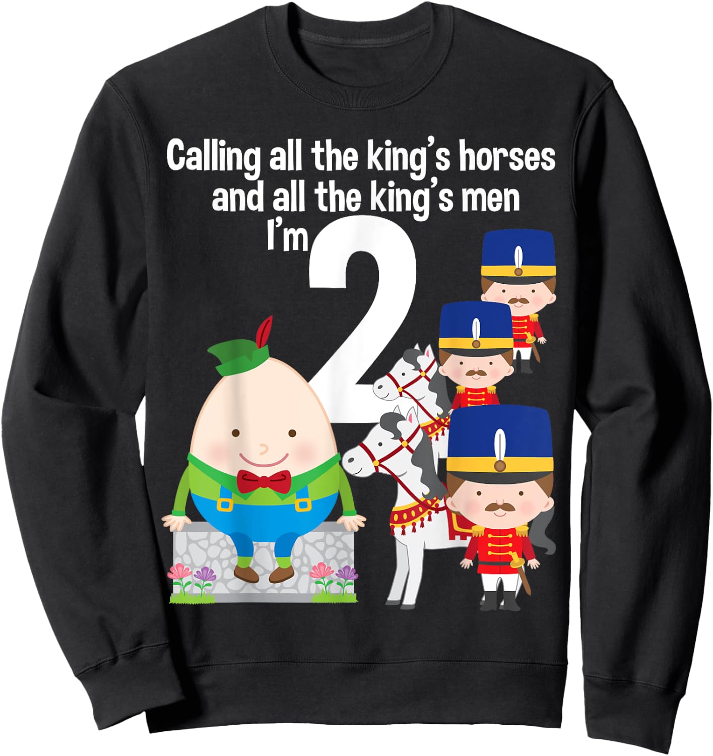 Toddler Kids Humpty Dumpty 2nd Birthday Party Nursery Song Sweatshirt - Sweatshirt | Black