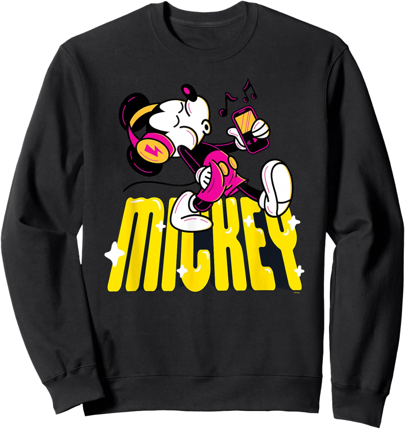 Disney Mickey Mouse Retro Whistling Music Super Cool Stroll Sweatshirt - Sweatshirt | Black
