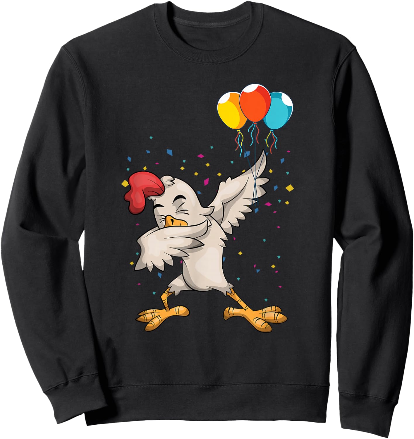 Kids Birthday Party Balloon Funny Farm Bird Dabbing Chicken Sweatshirt - Sweatshirt | Black
