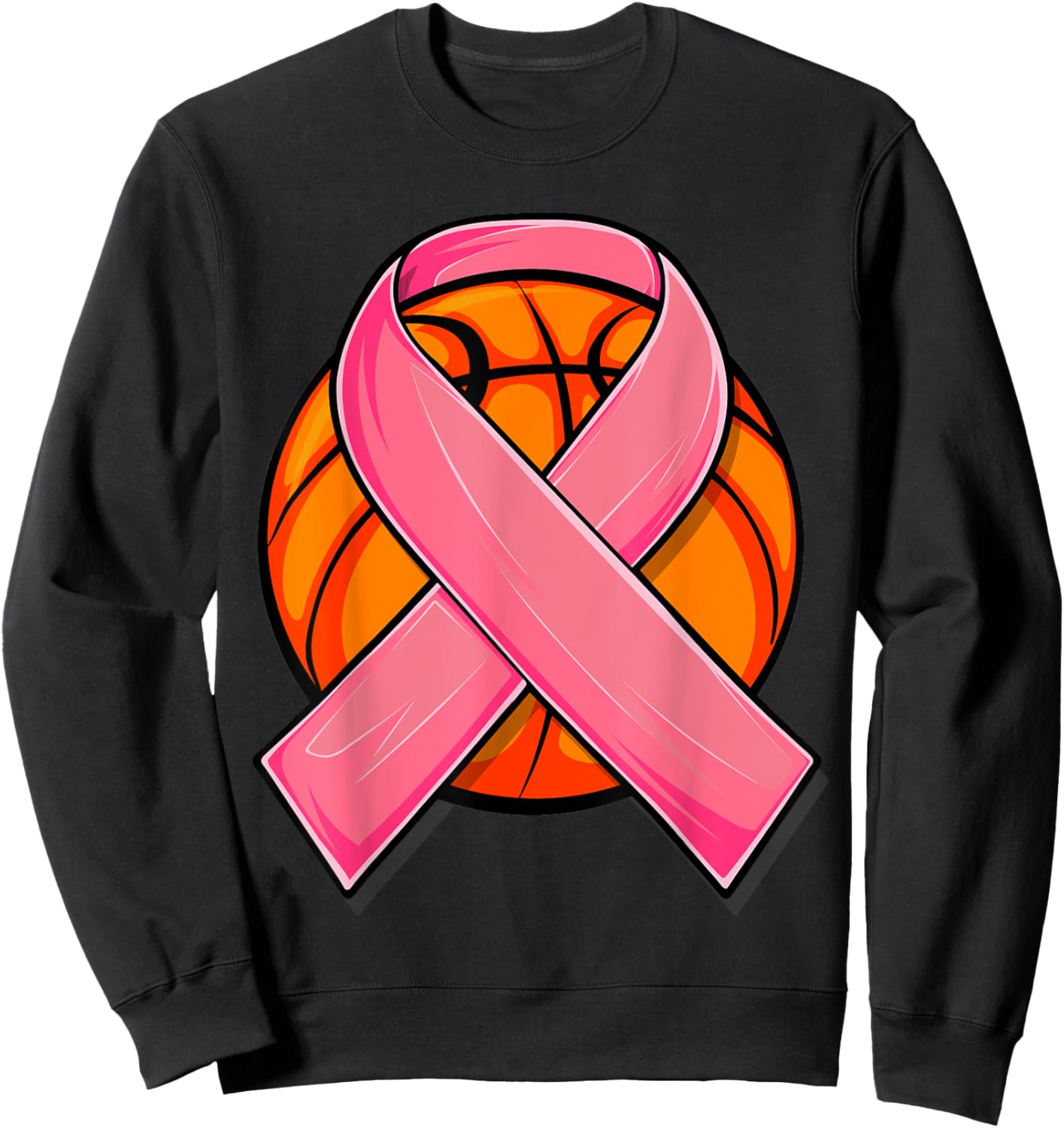 Breast Cancer Basketball, Pink Ribbon Basketball Kids Sweatshirt - Sweatshirt | Black