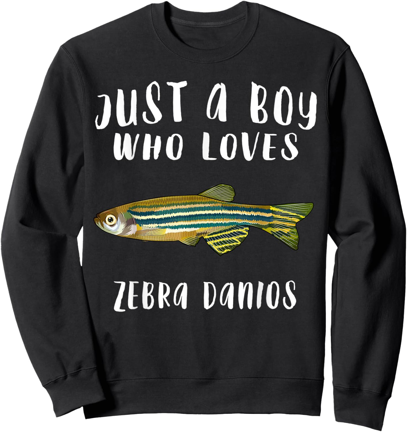 Just A Boy Who Loves Zebra Danios Fish Lover Sweatshirt - Sweatshirt | Black