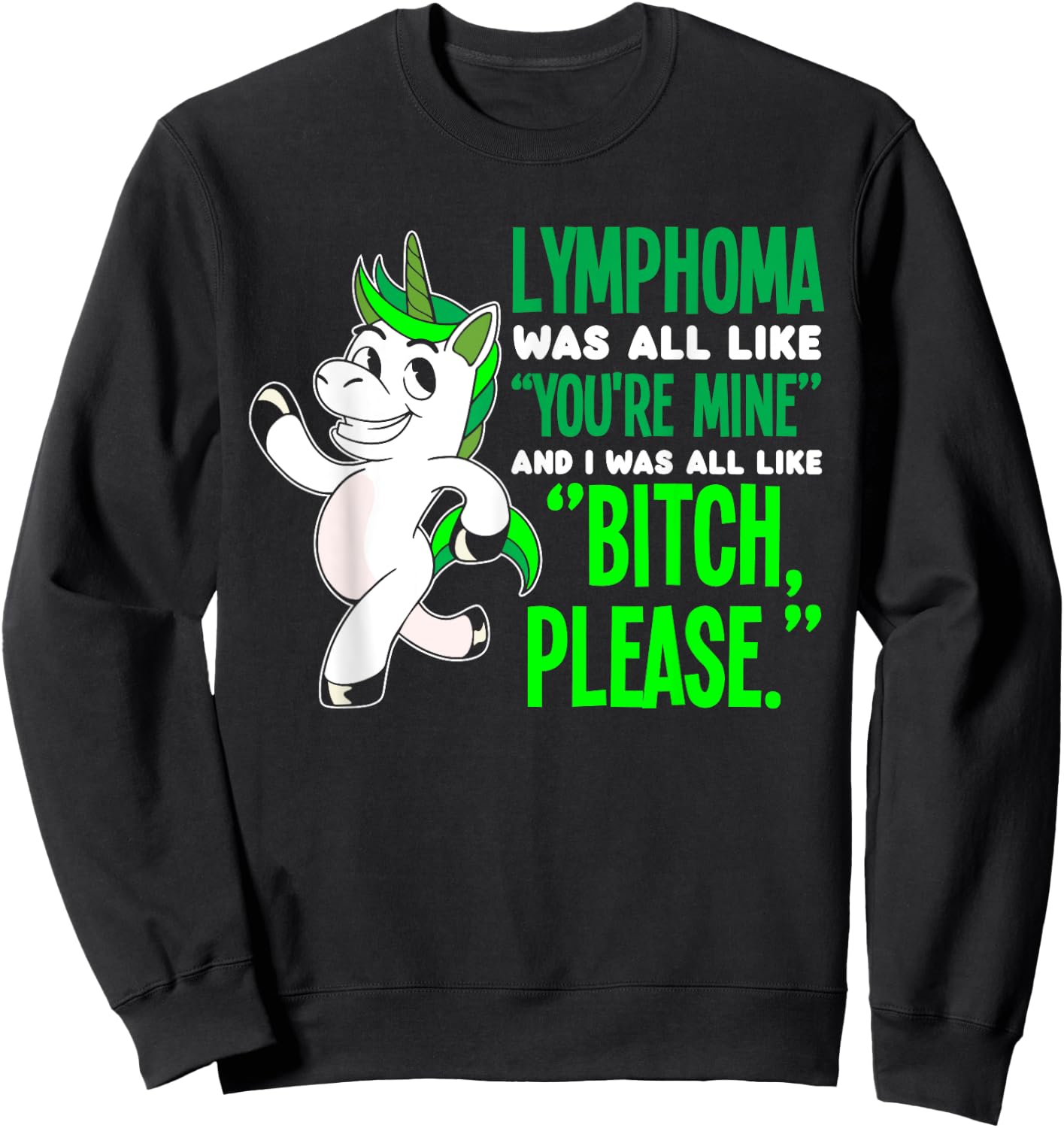 Unicorn Cancer Survivor Non-Hodgkin Lymphoma Awareness Sweatshirt - Sweatshirt | Black
