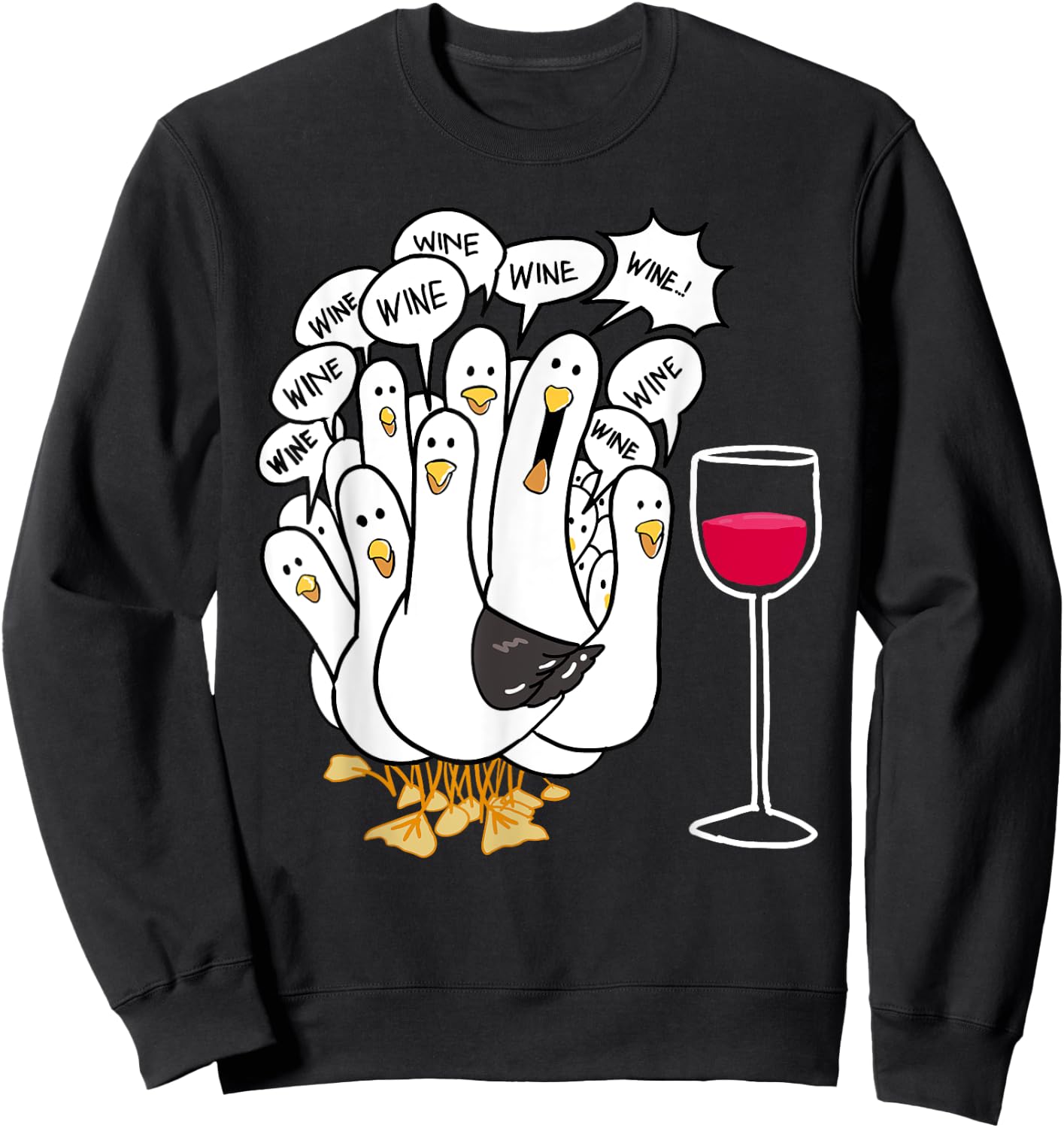 Seagull Wine Funny Bird Lover Drinking Enthusiast Women Gift Sweatshirt - Sweatshirt | Black