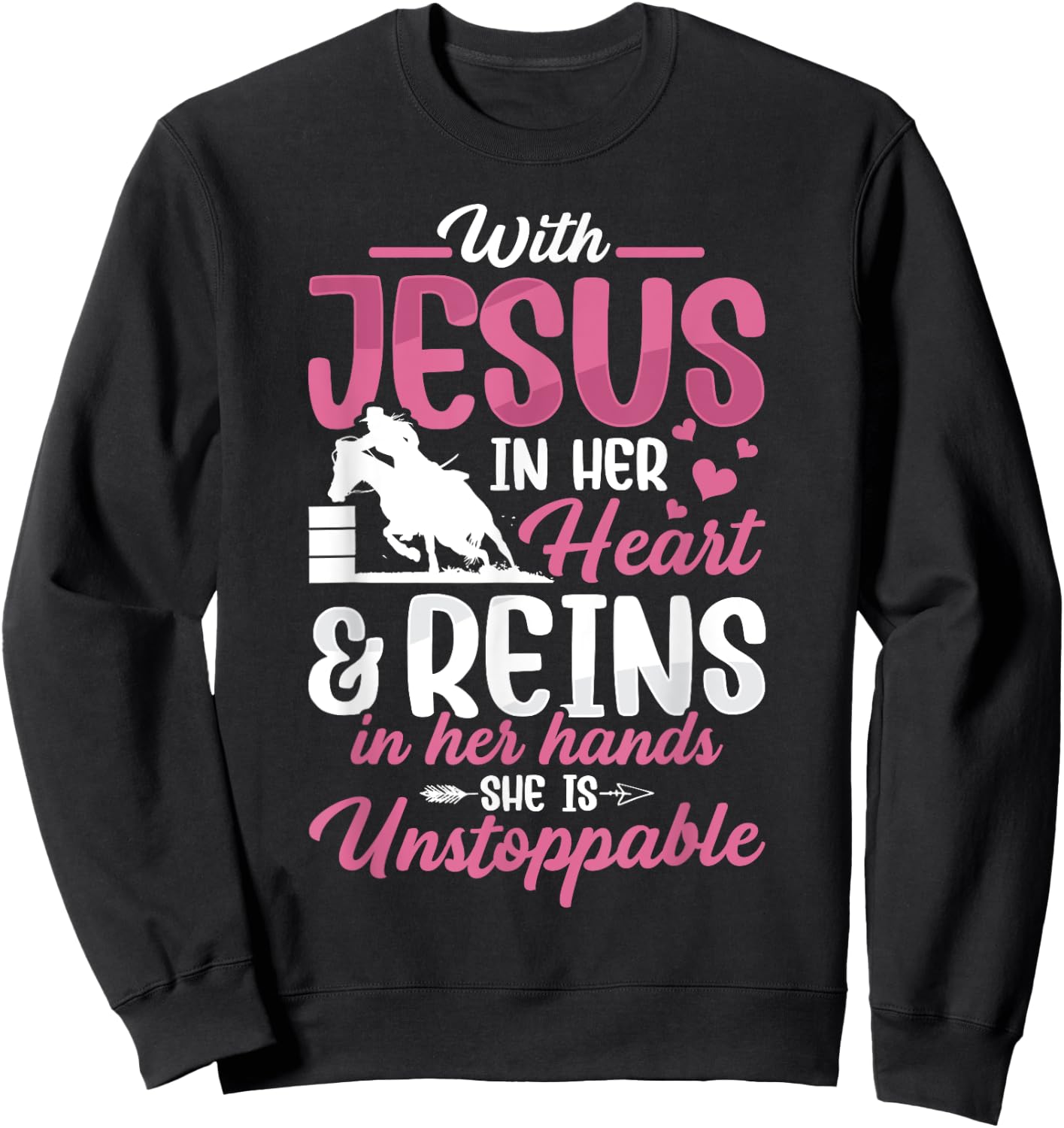 With Jesus Barrel Racer Race Barrel Racing Horse Rodeo Women Sweatshirt - Sweatshirt | Black