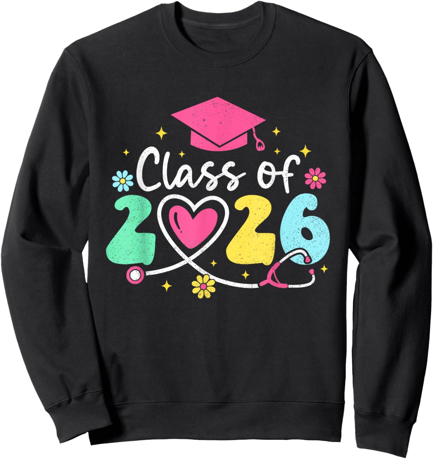 Groovy Nurse Class Of 2026 Graduation Nursing RN LPN School Sweatshirt - Sweatshirt | Black