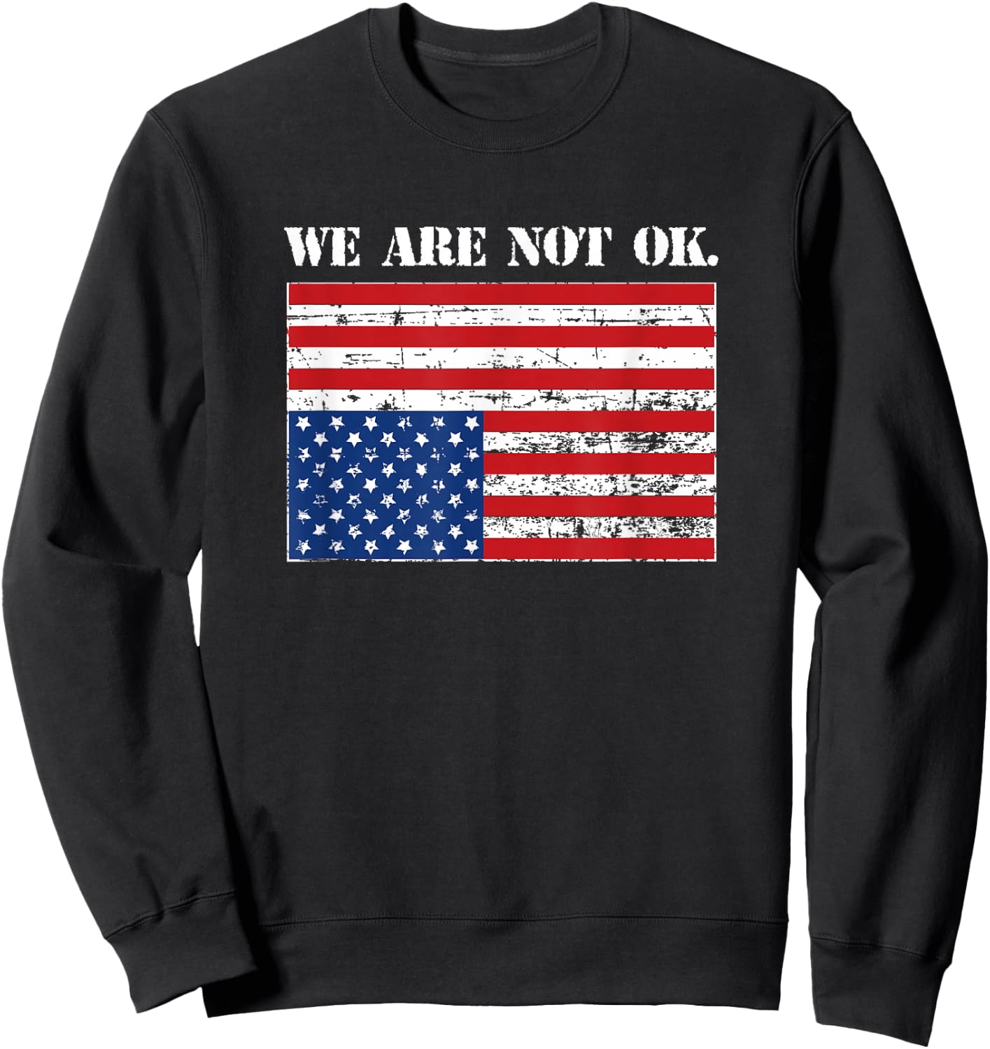 Upside Down USA Flag in Distress Small Sweatshirt - Sweatshirt | Black
