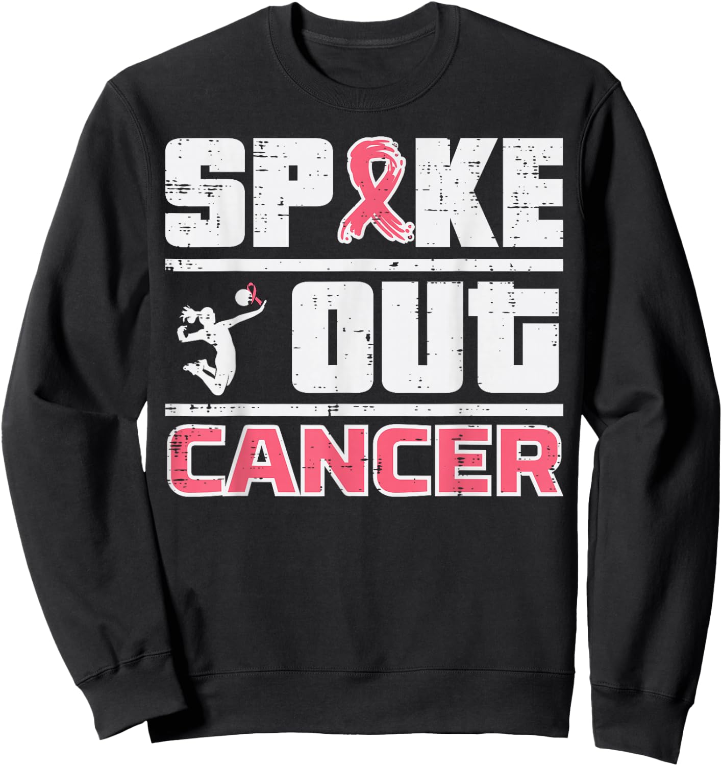 Spike Out Breast Cancer Volleyball Awareness Women Men Kids Sweatshirt - Sweatshirt | Black