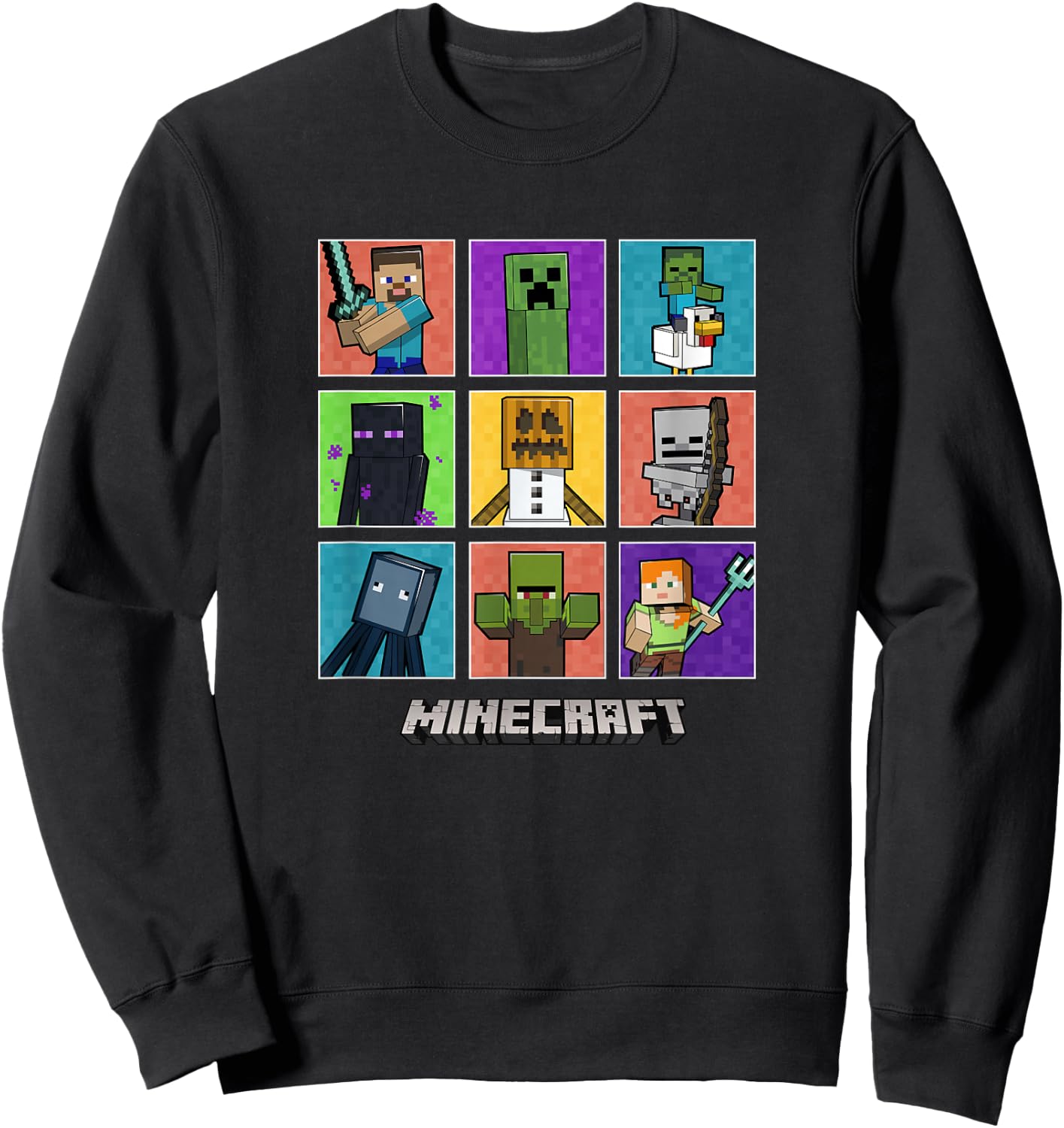 Minecraft Group Shot Colored Box Up Sweatshirt - Sweatshirt | Black