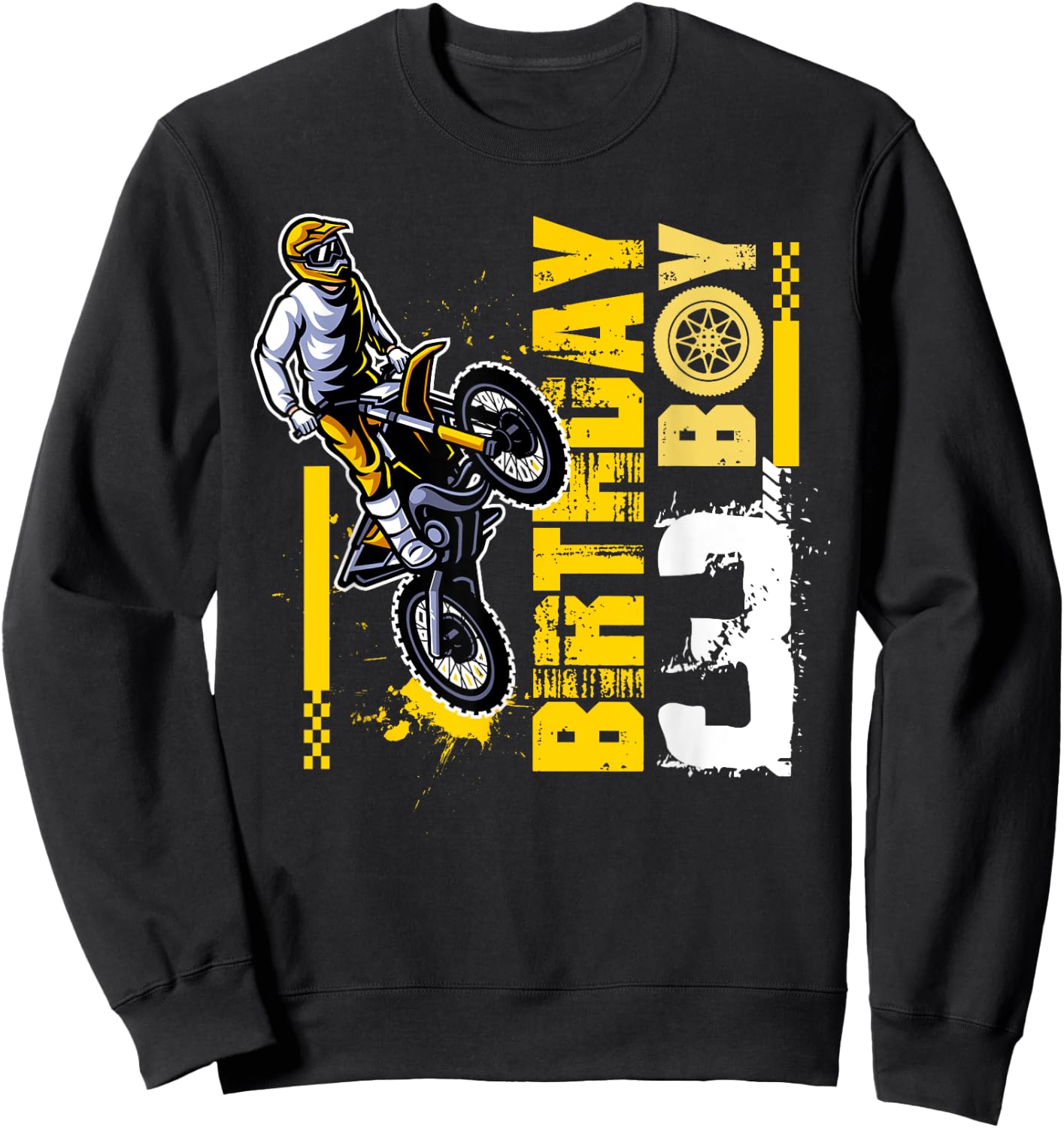 3 Year Old Dirt Bike Birthday Party Motocross MX 3rd Sweatshirt - Sweatshirt | Black
