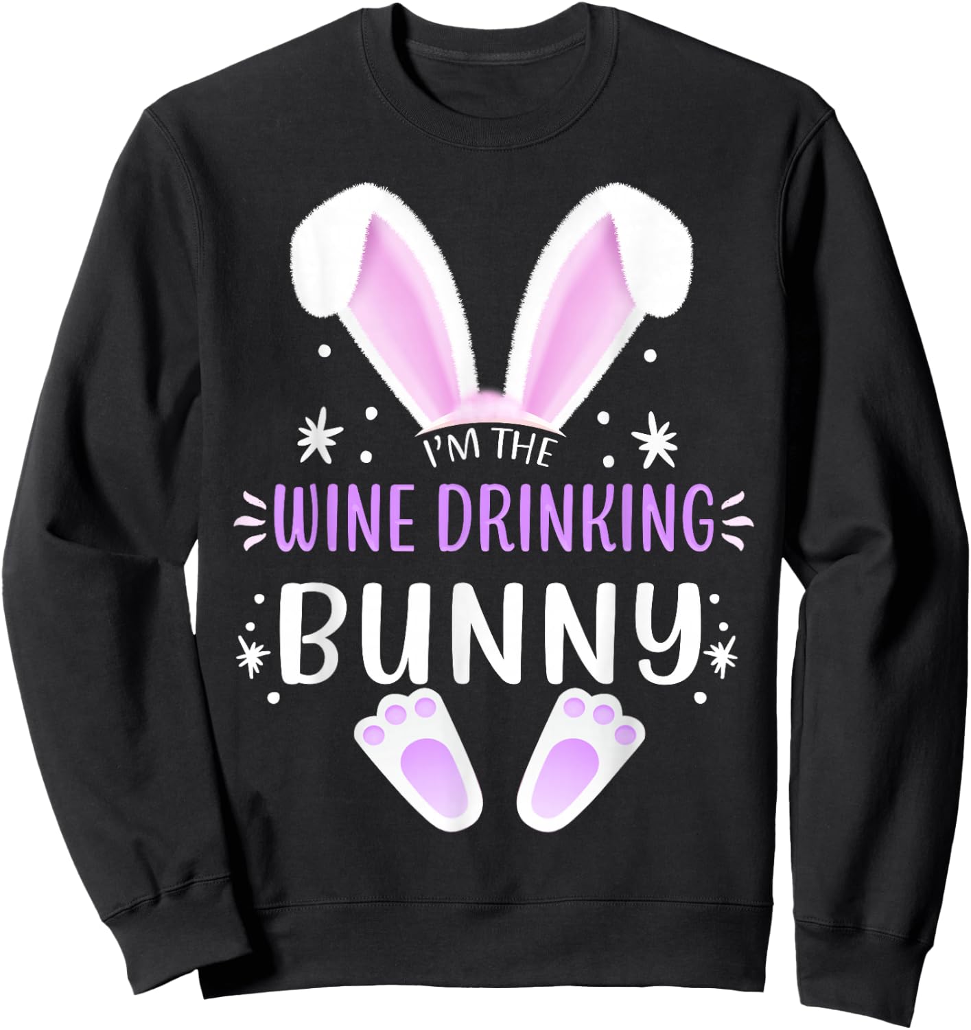I'm The Wine Drinking Bunny Easter Day Family Matching Style Sweatshirt - Sweatshirt | Black
